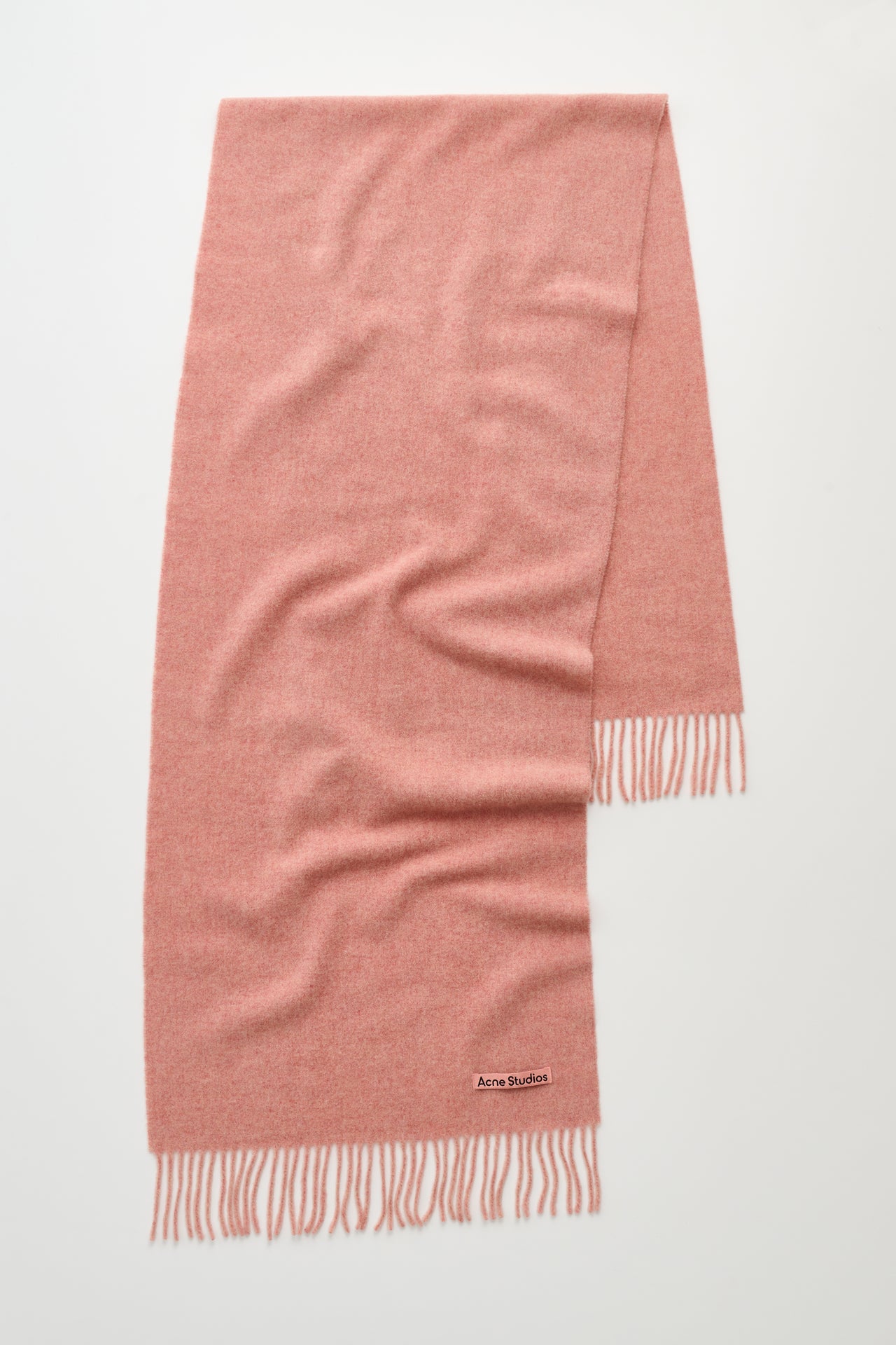 Acne Studios Fringe Wool Scarf Narrow Rose Melange