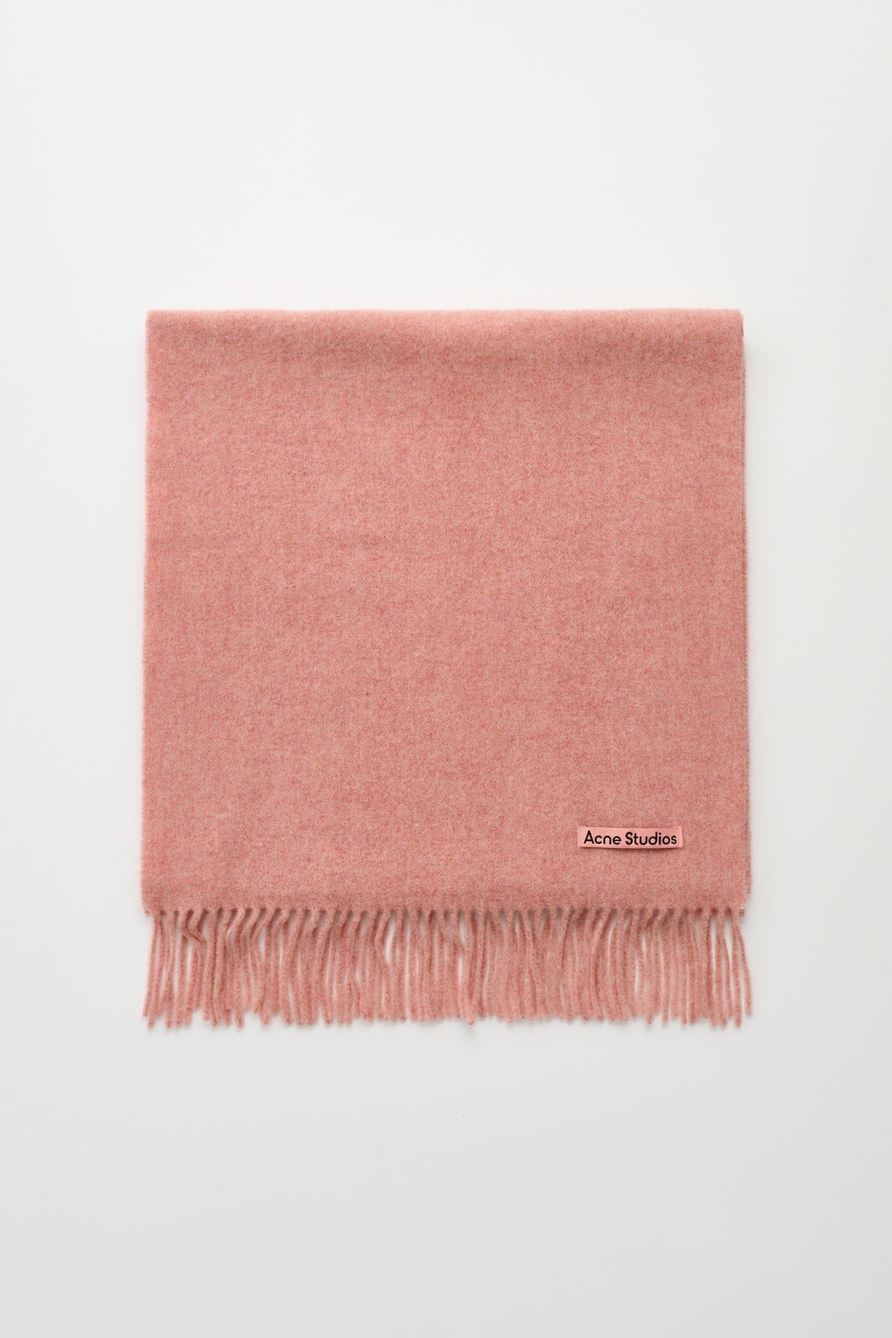 Acne Studios Fringe Wool Scarf Narrow Rose Melange