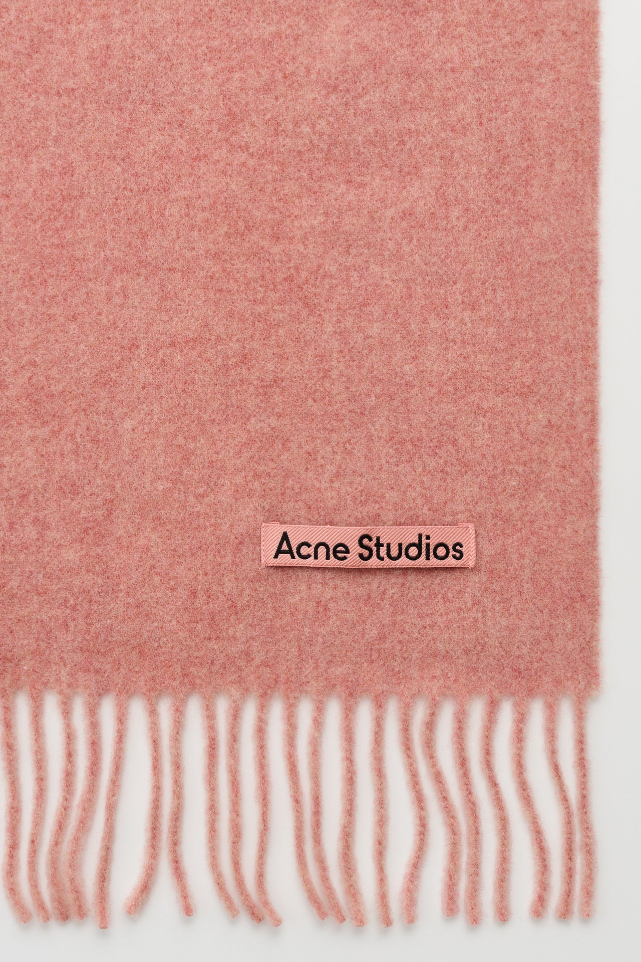 Acne Studios Fringe Wool Scarf Narrow Rose Melange