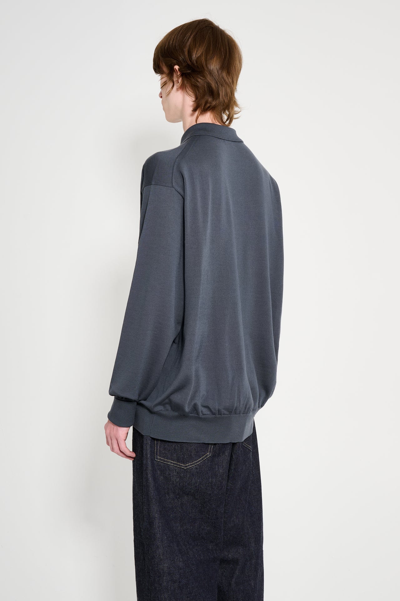 A.PRESSE Wool Knit L/S Polo Shirts Grey