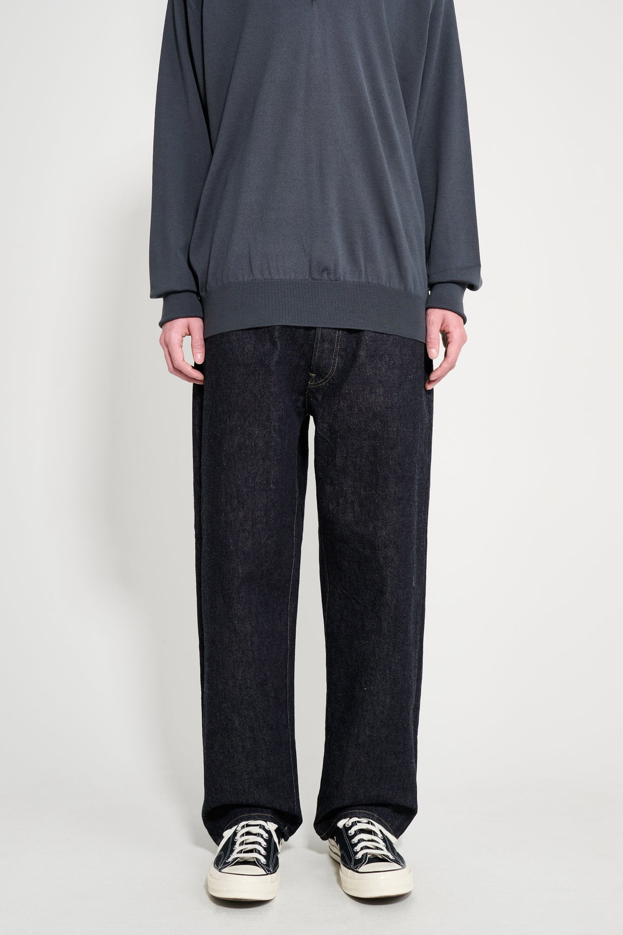 A.PRESSE Washed Denim Wide Pants Indigo