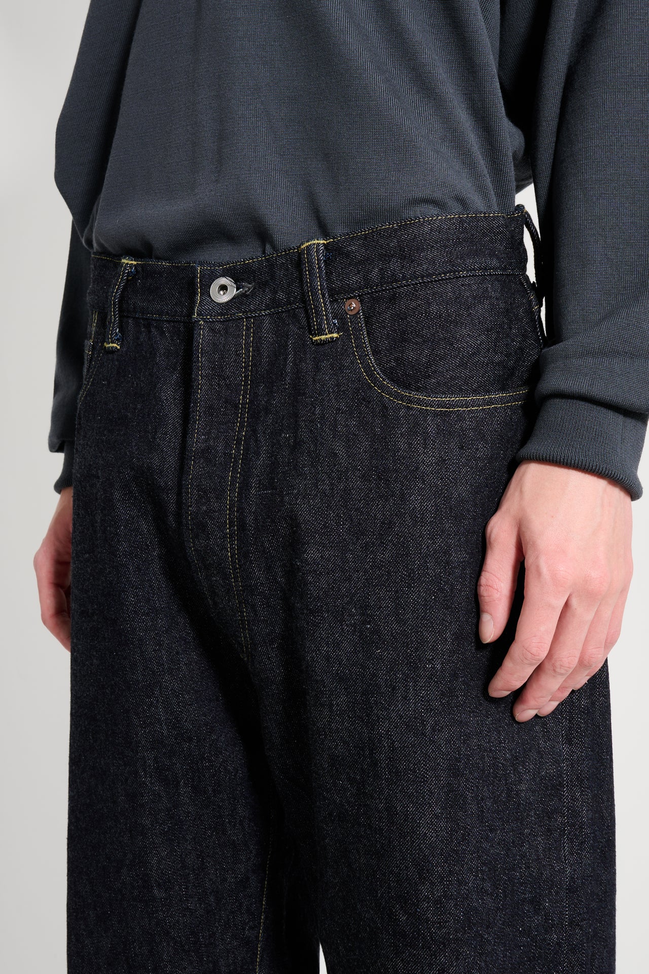 A.PRESSE Washed Denim Wide Pants Indigo