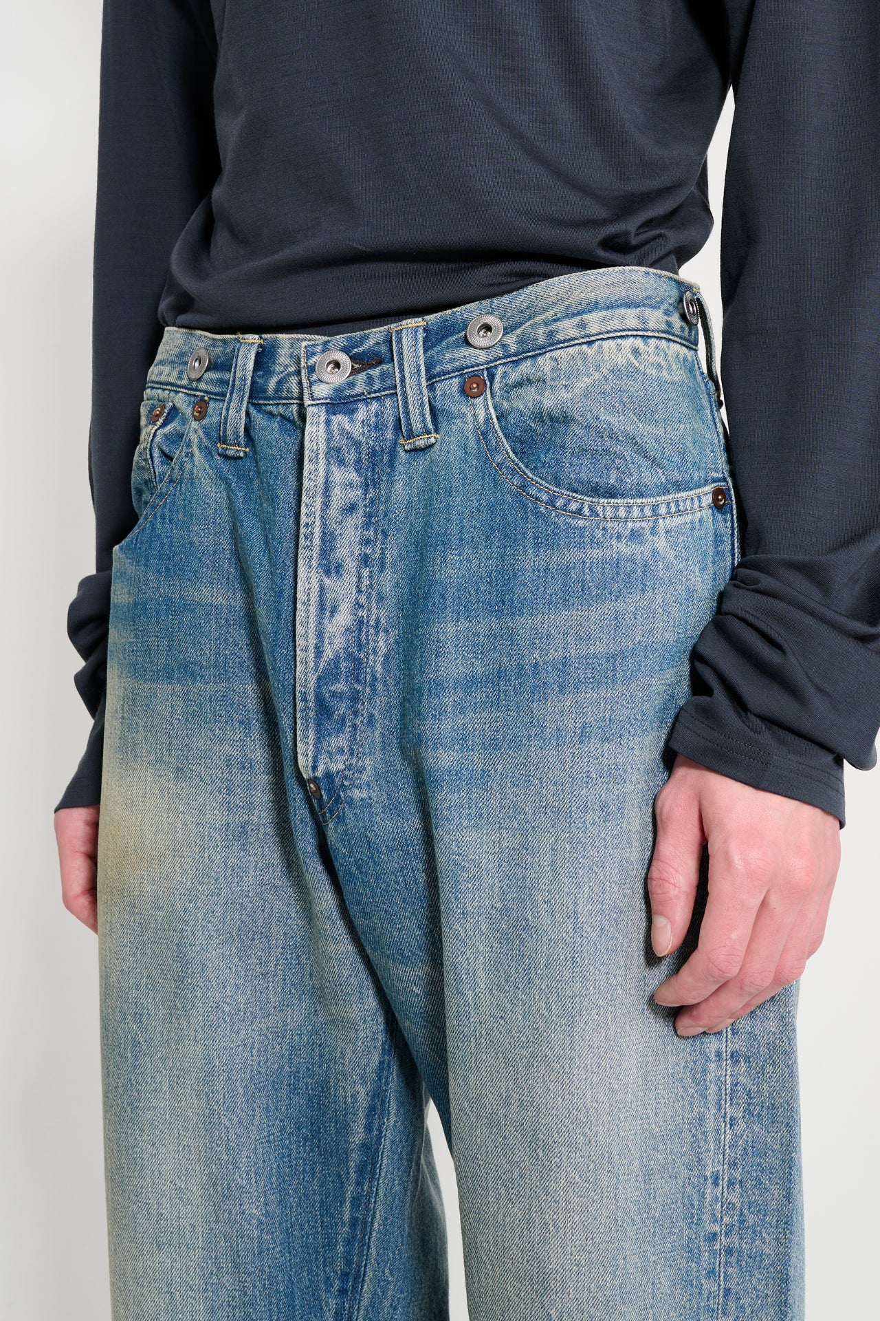 A.PRESSE No 2 Washed Denim Pants Indigo