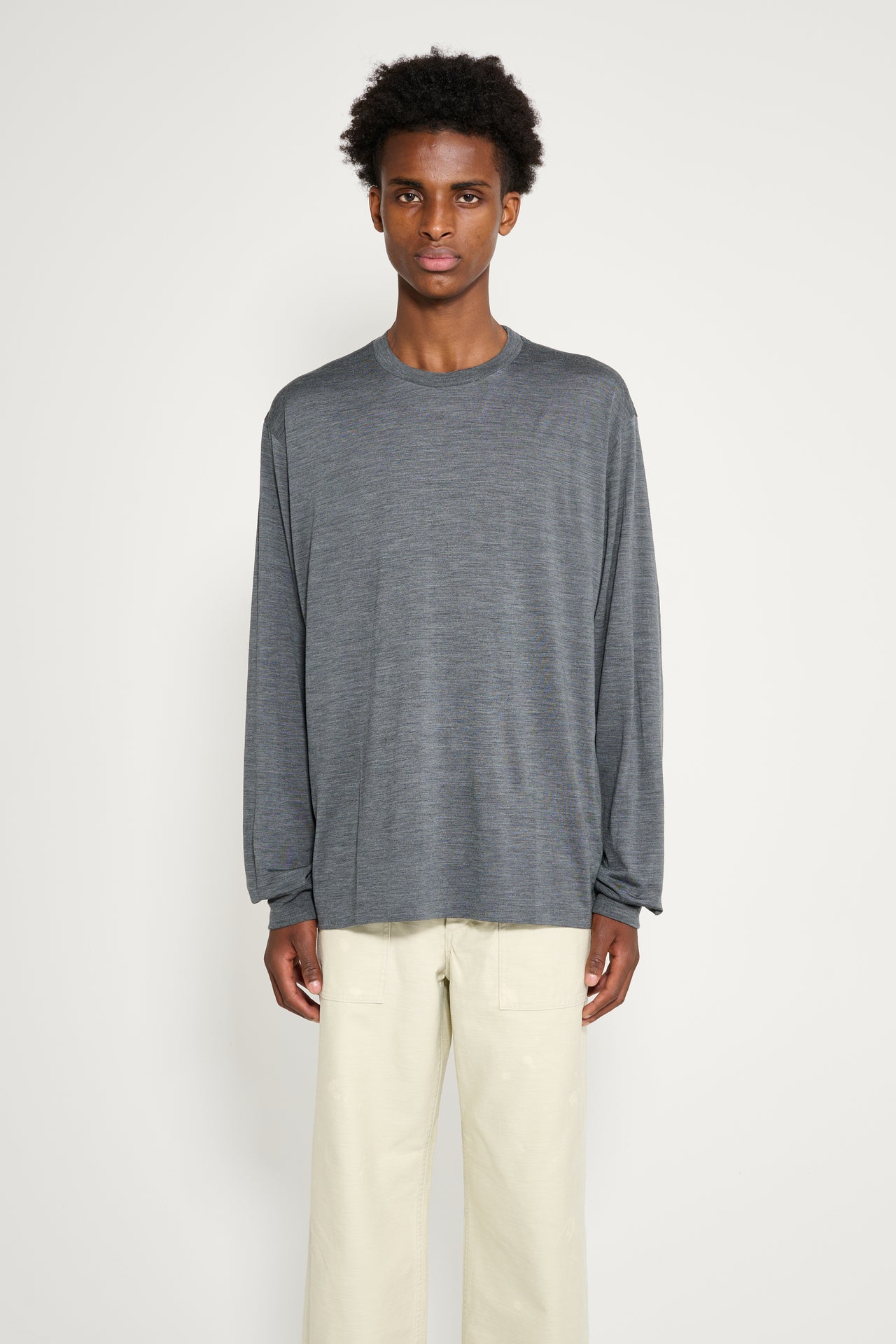 Auralee Wool Soft Jersey L/S Tee Top Charcoal