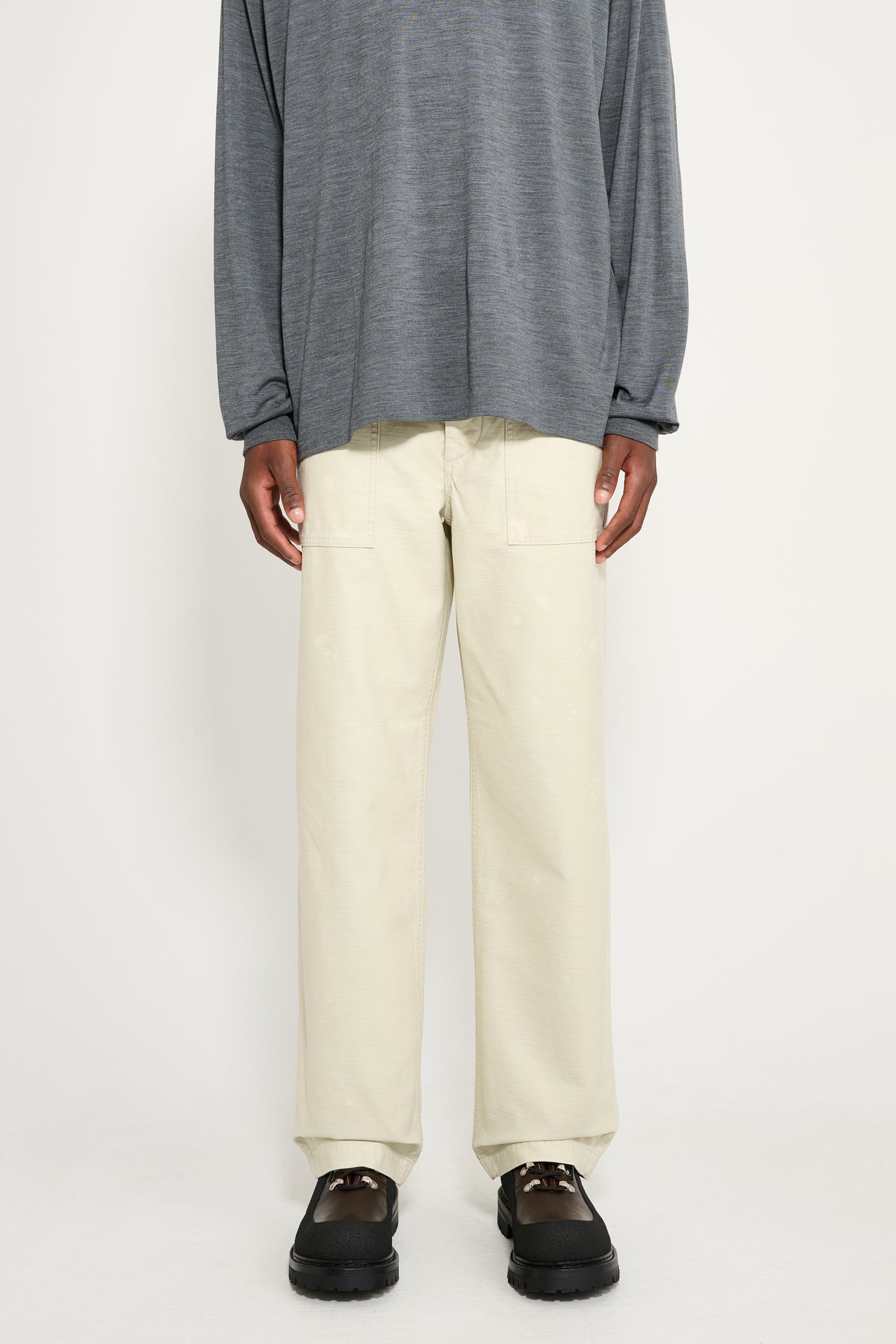 Auralee Washed Baggy Satin Bleached Baker Pants Dusty Ivory