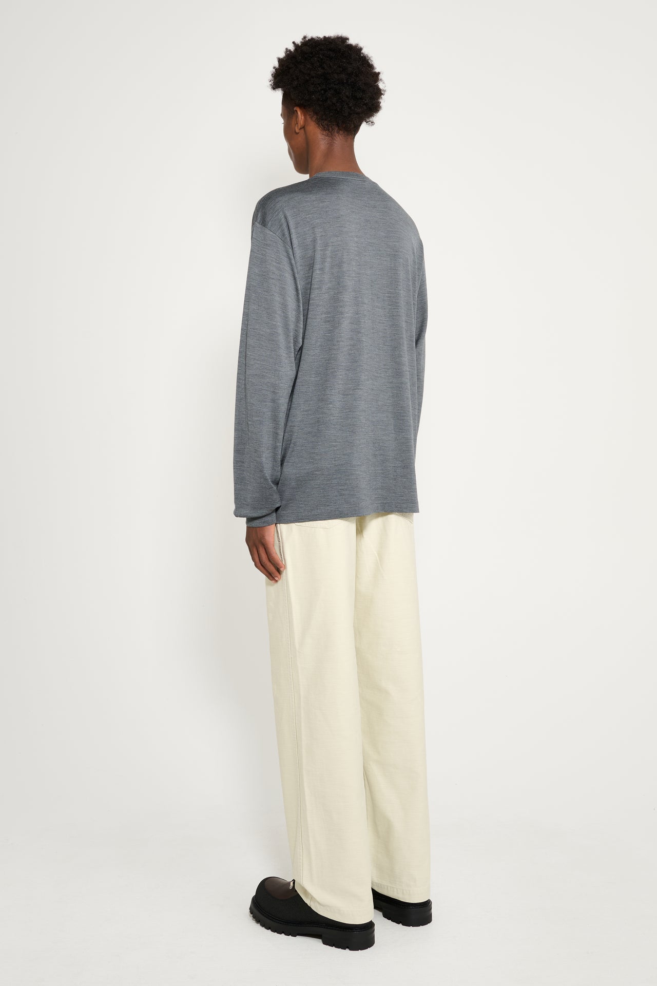 Auralee Washed Baggy Satin Bleached Baker Pants Dusty Ivory