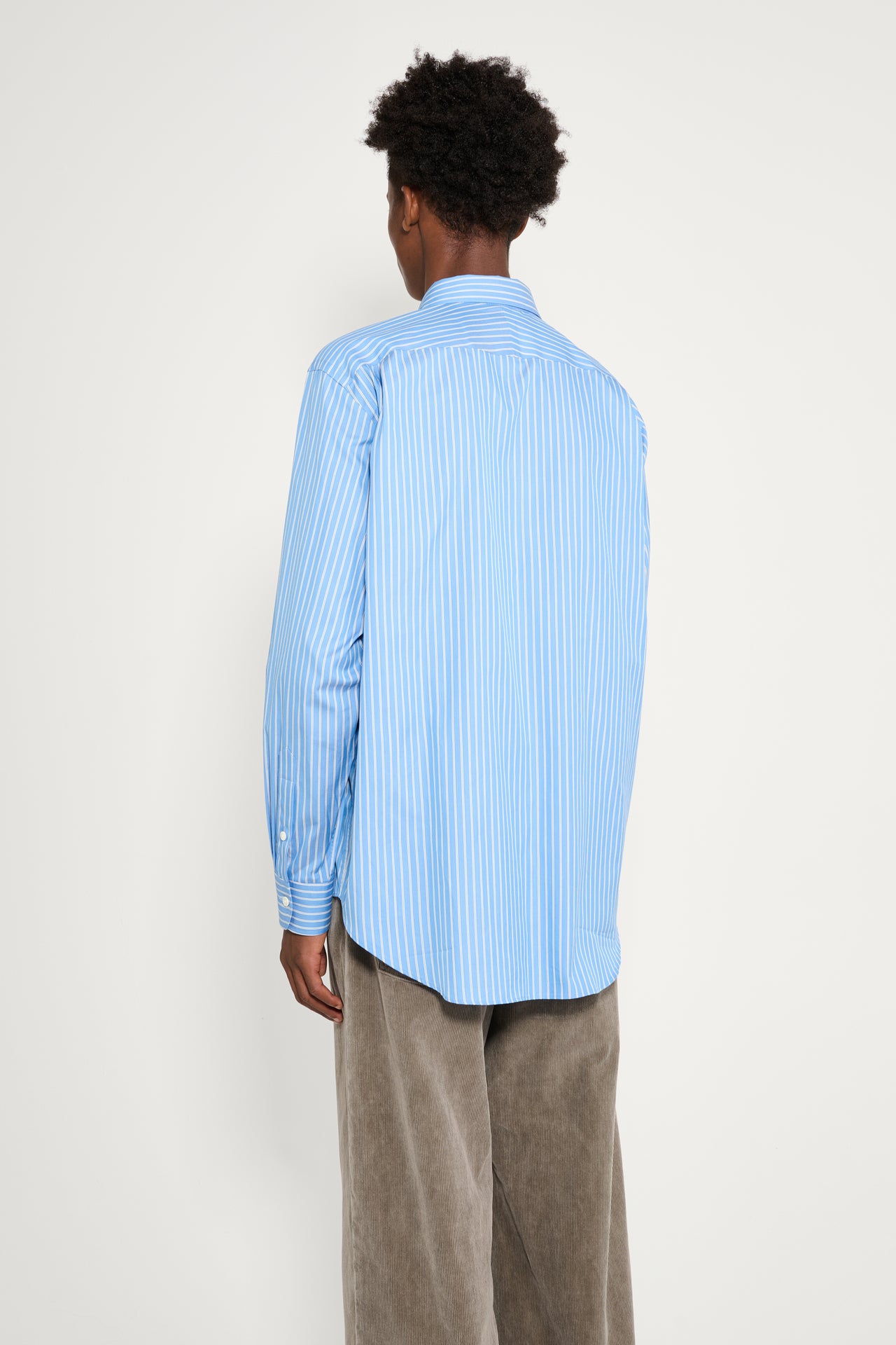 Auralee Cotton Silk Stripe Shirt Blue Stripe