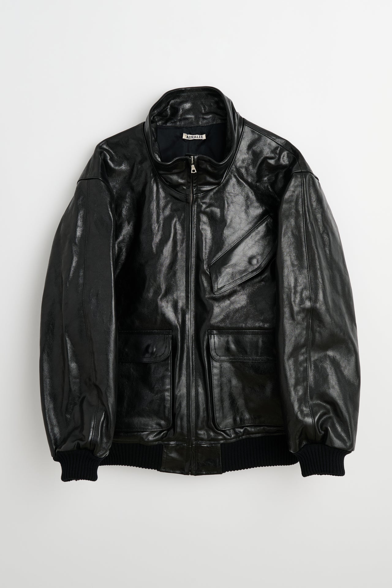 Auralee Lamb Leather Zip Blouson Black