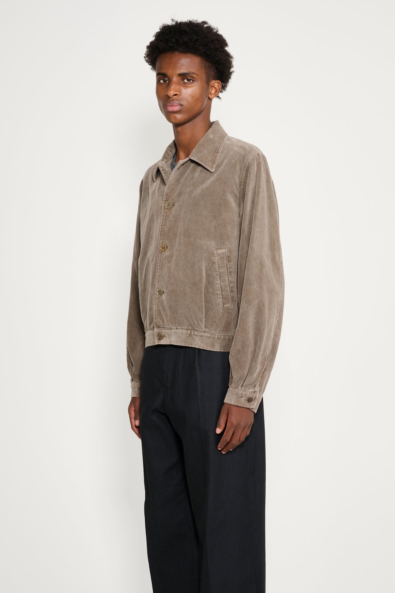 Auralee Pigment Dyed Finx Corduroy Blouson Olive Brown