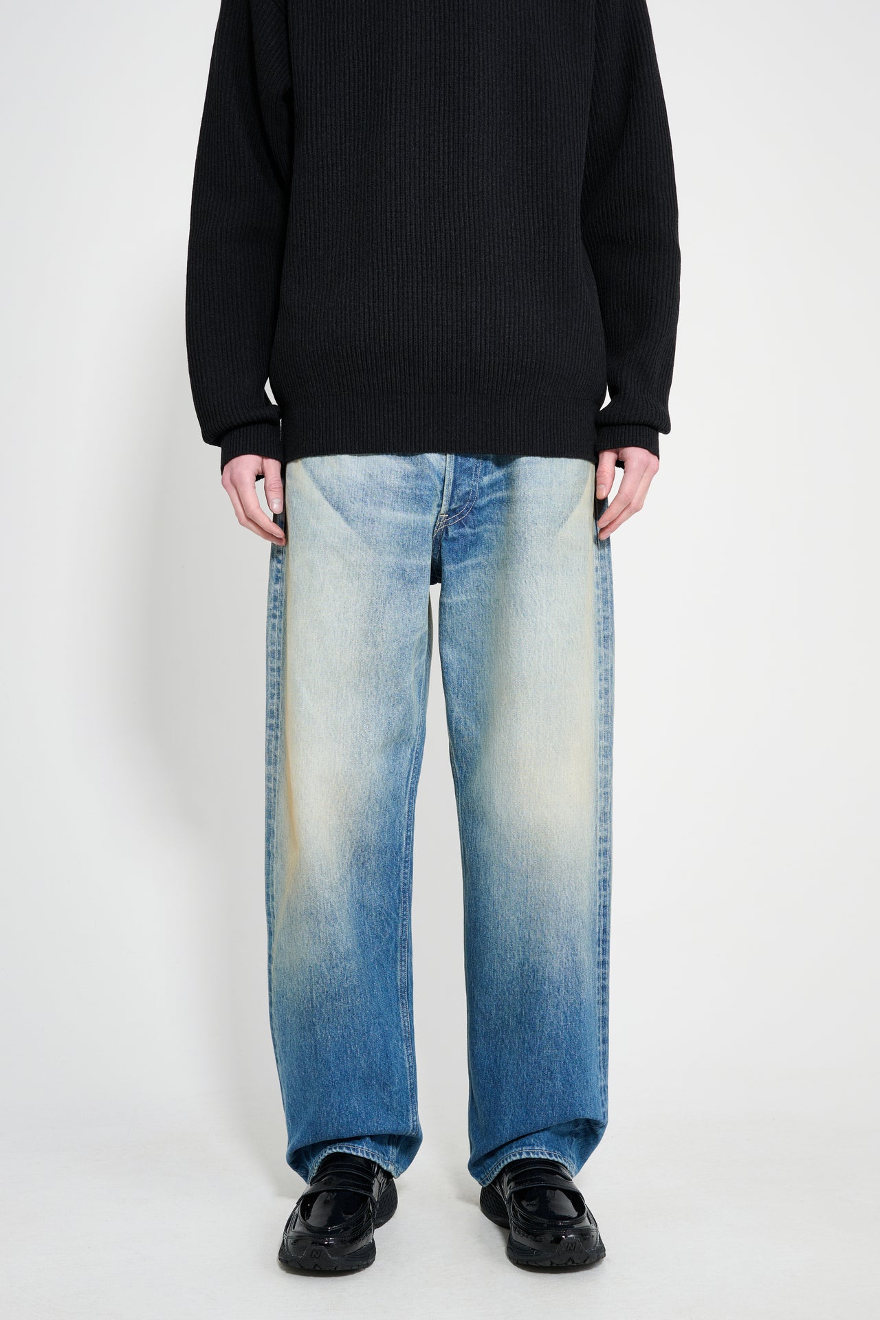Auralee Selvedge Faded Heavy Denim Wide Pants Faded Indigo