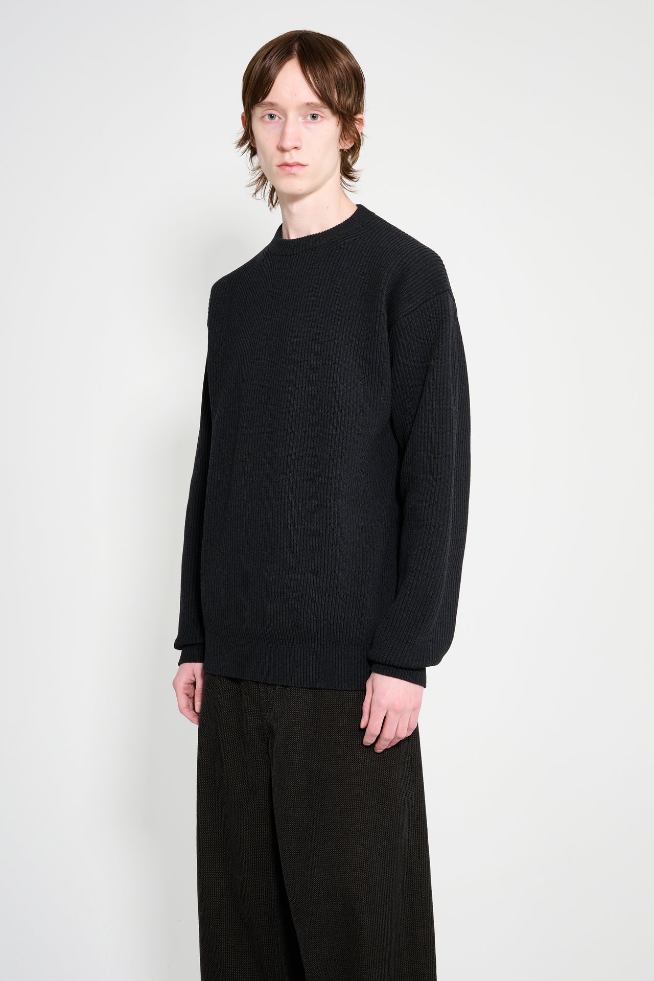 Auralee Super Fine Wool Rib Knit Pullover Black