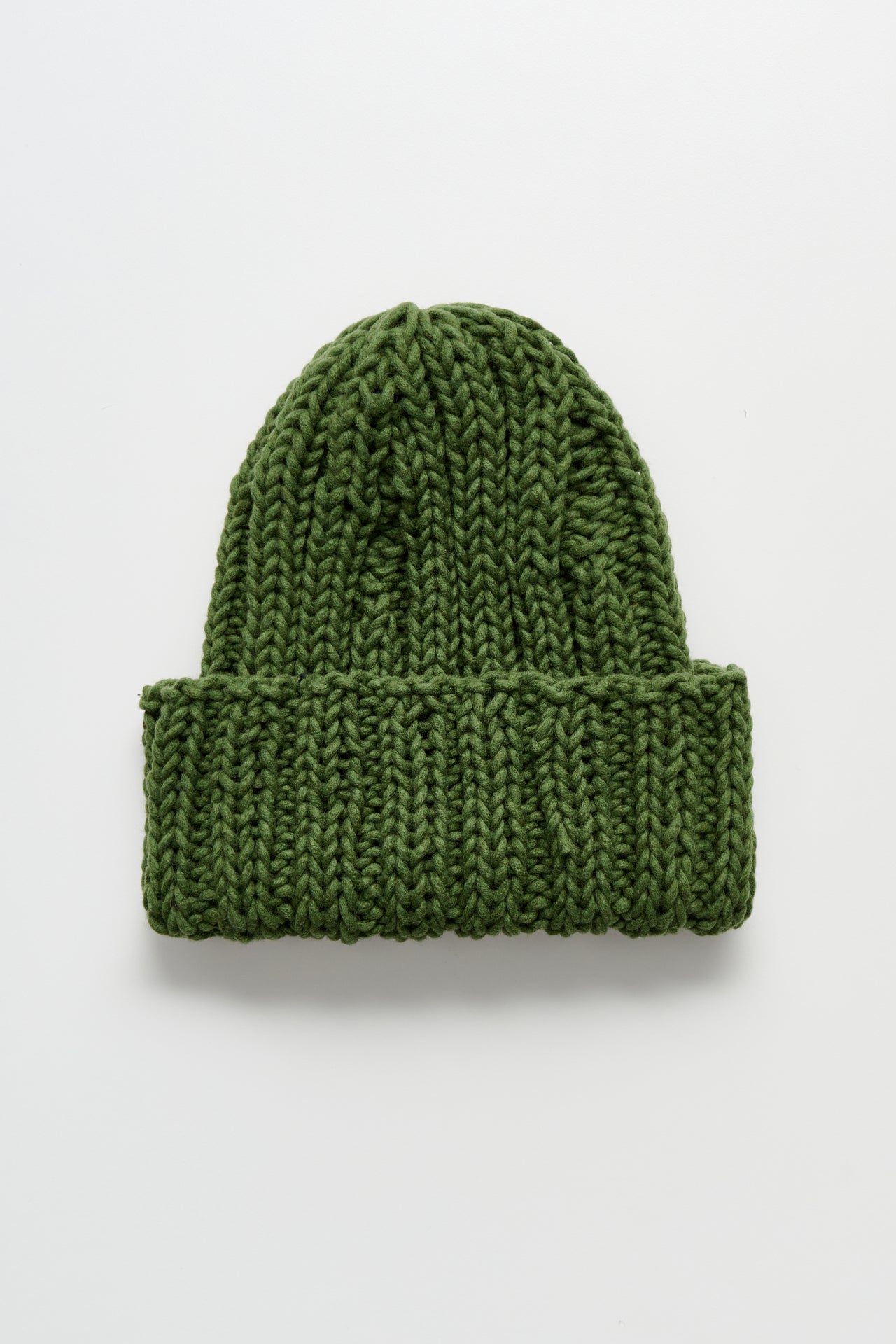 Auralee Wool Cashmere Felted Hand Knit Beanie Olive