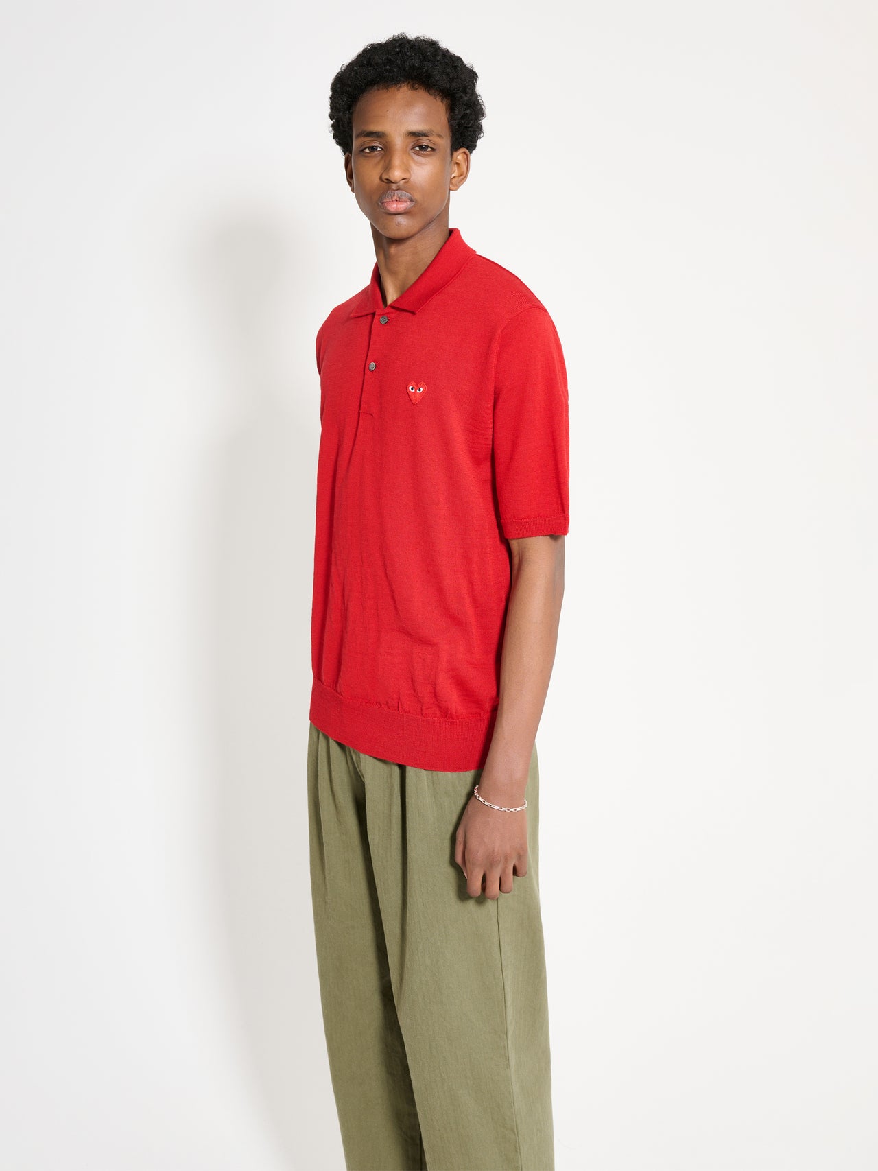 Comme des Garçons PLAY Polo Neck Short Sleeve Shirt Red