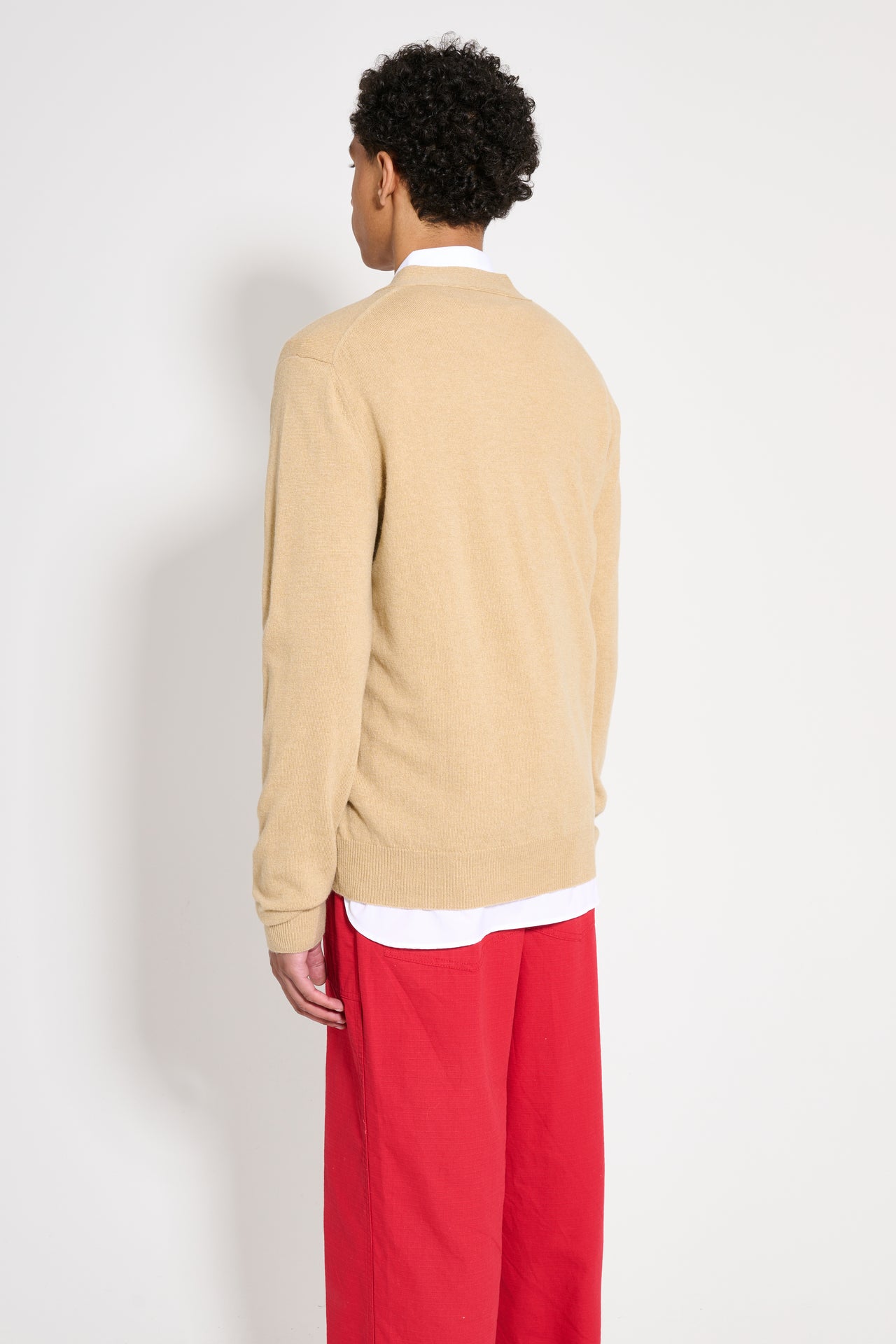 Comme des Garçons Play Small Heart Knitted Cardigan Light Camel / Black