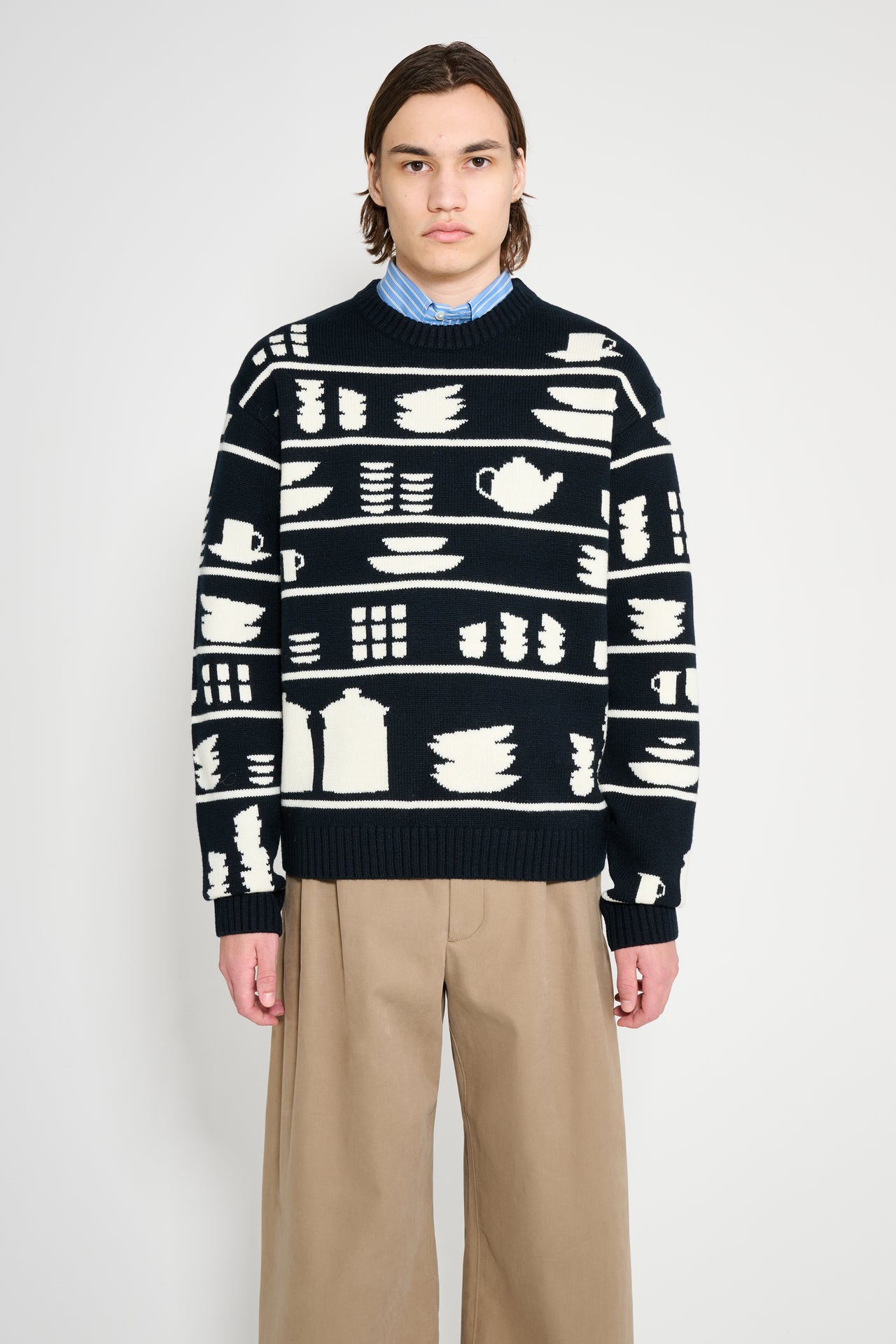 JW Anderson Crockery Jacquard Jumper Black / White