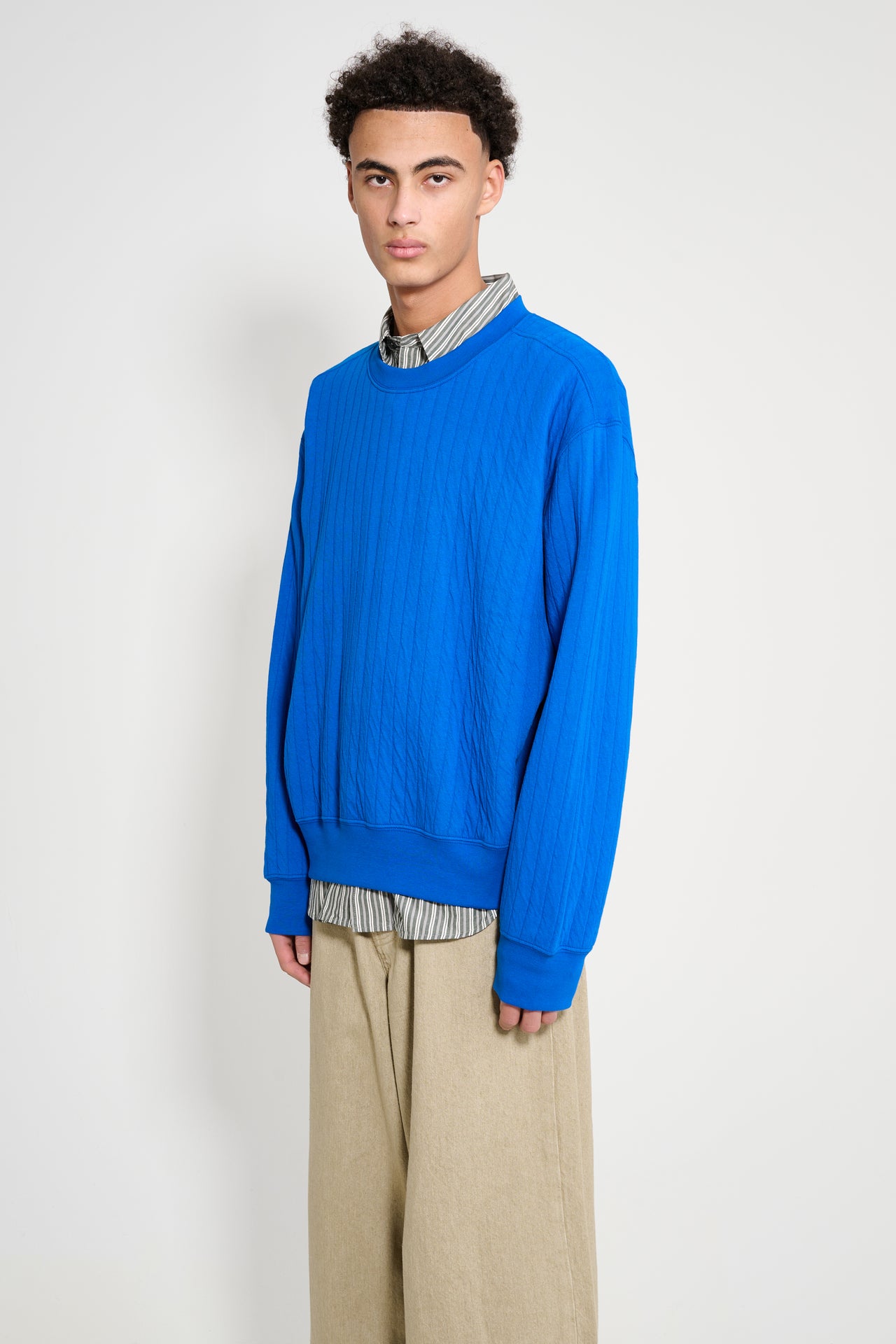 Lady White Co. x TRÈS BIEN Quilted Crewneck Extra Blue