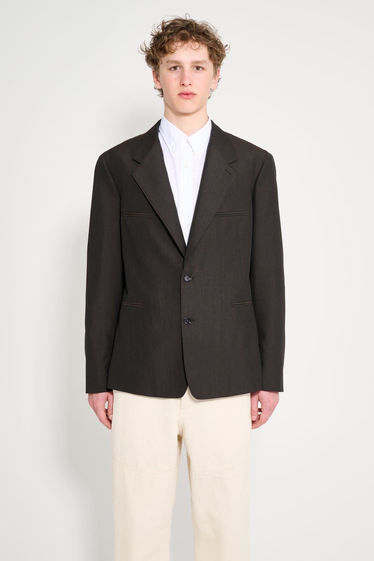 Lemaire Tailored SB Jacket Dark Espresso Melange
