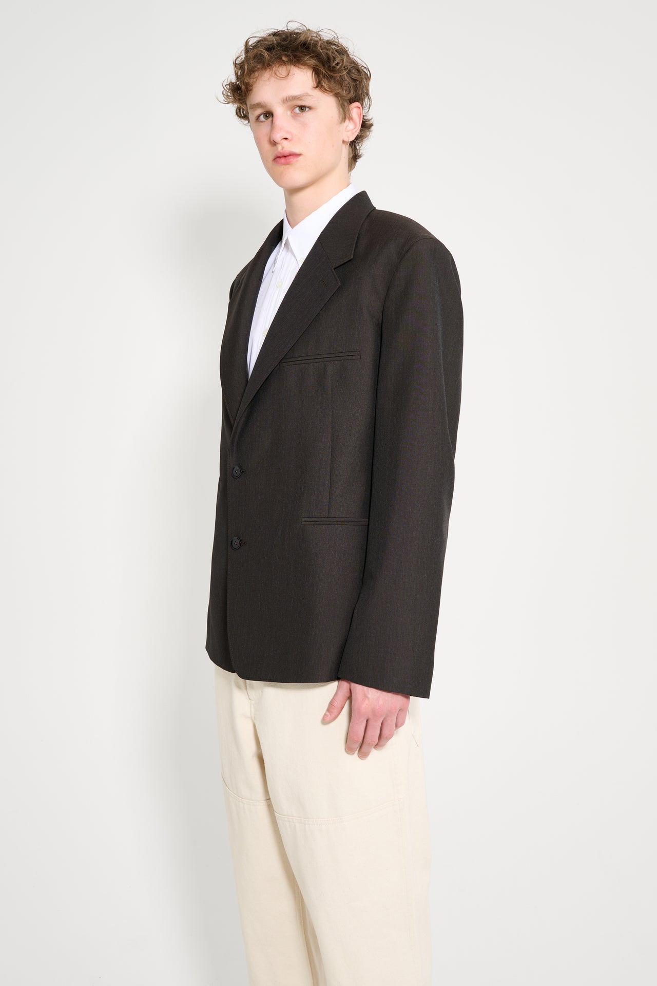 Lemaire Tailored SB Jacket Dark Espresso Melange