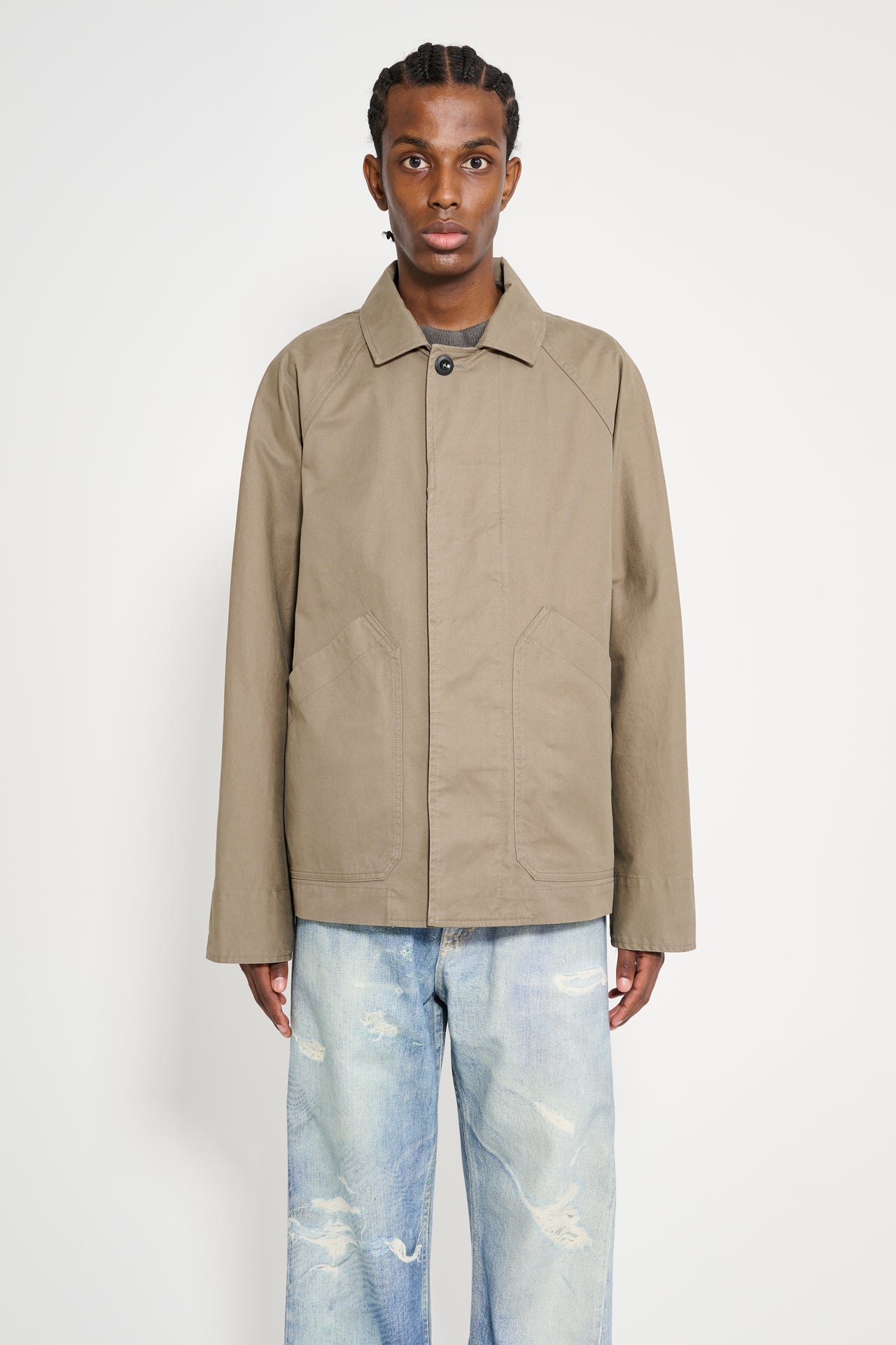Margaret Howell MHL Raglan Jacket Plain Cotton Drill Taupe