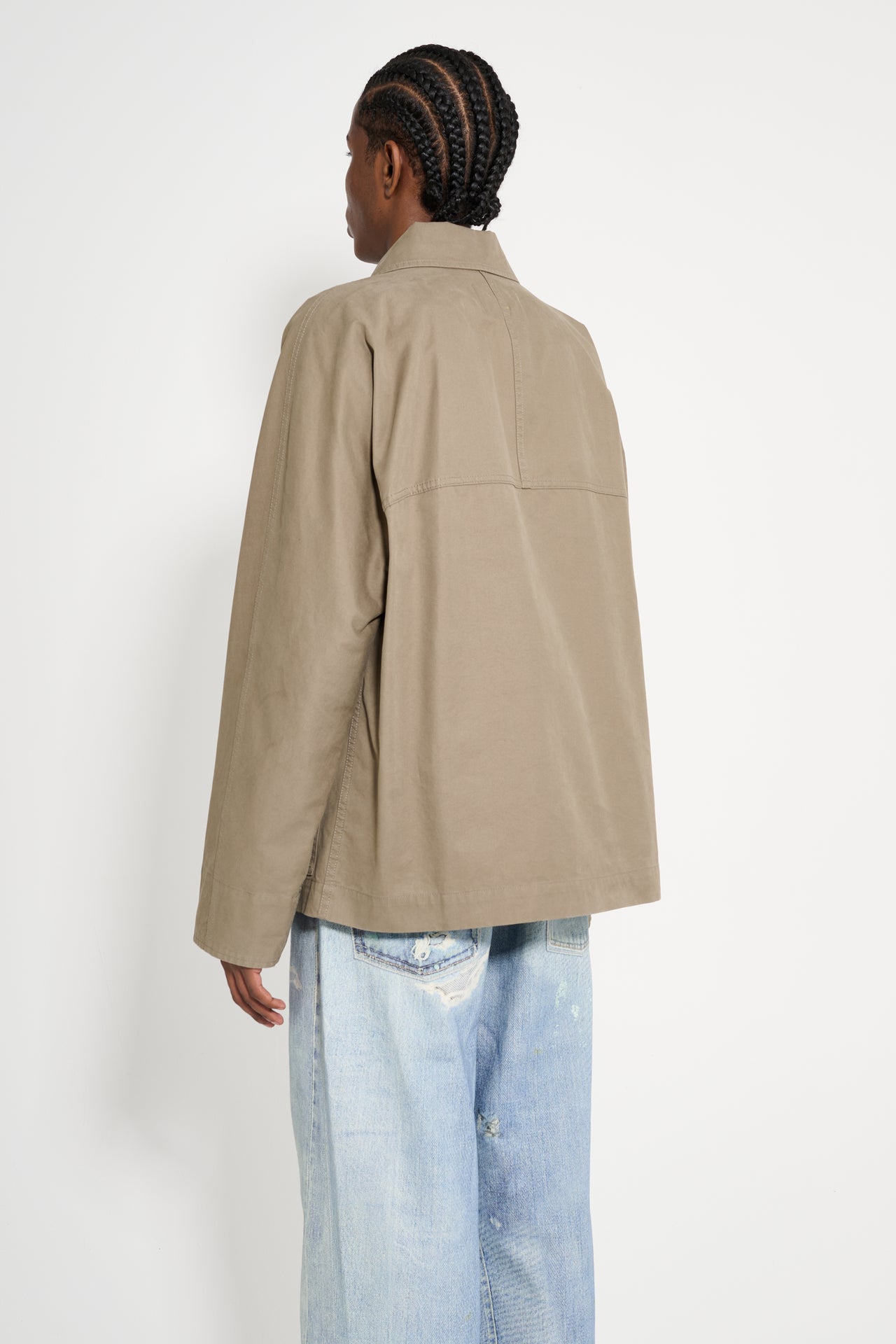 Margaret Howell MHL Raglan Jacket Plain Cotton Drill Taupe
