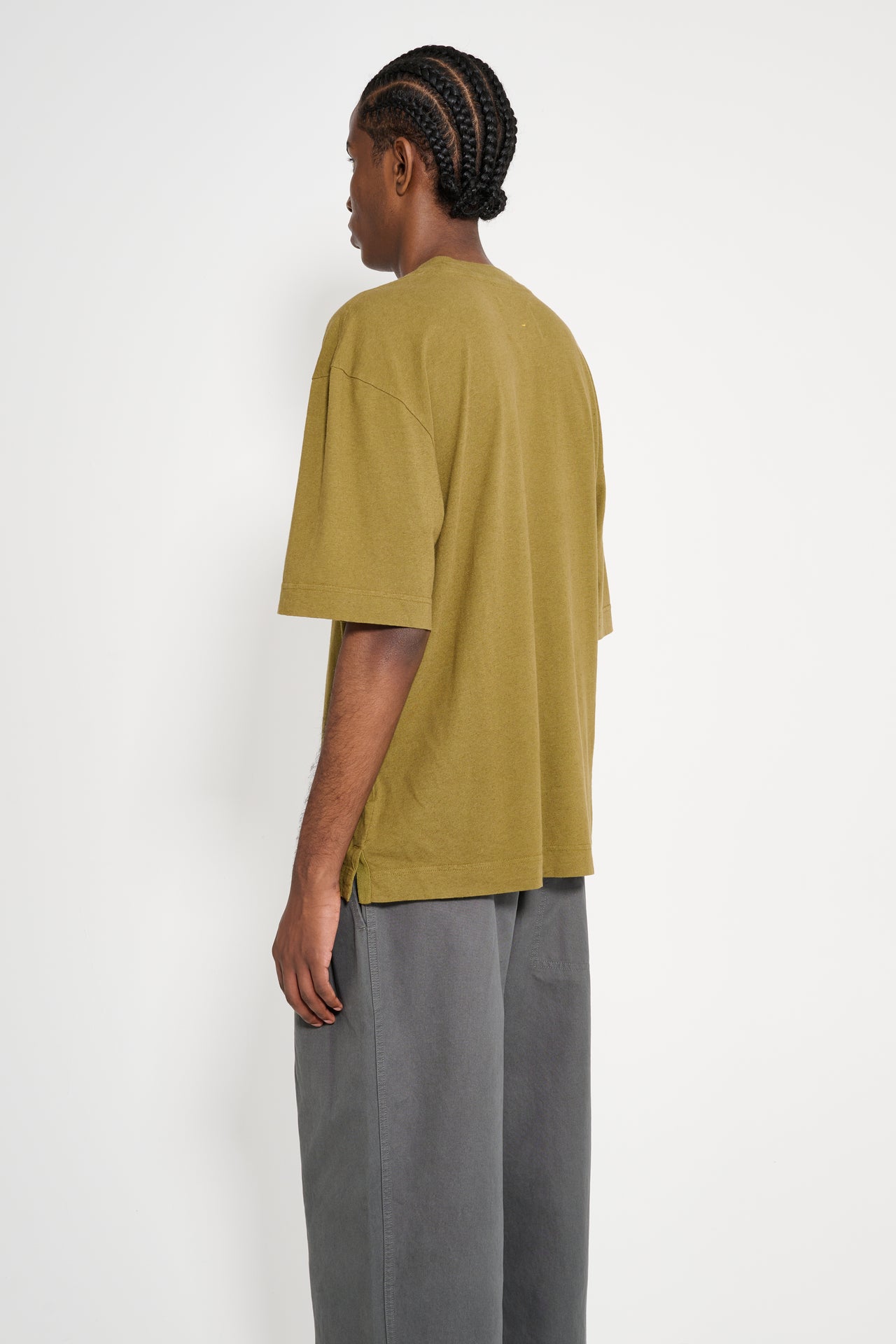 Margaret Howell MHL Simple T-shirt Organic Cotton Linen Jersey Moss
