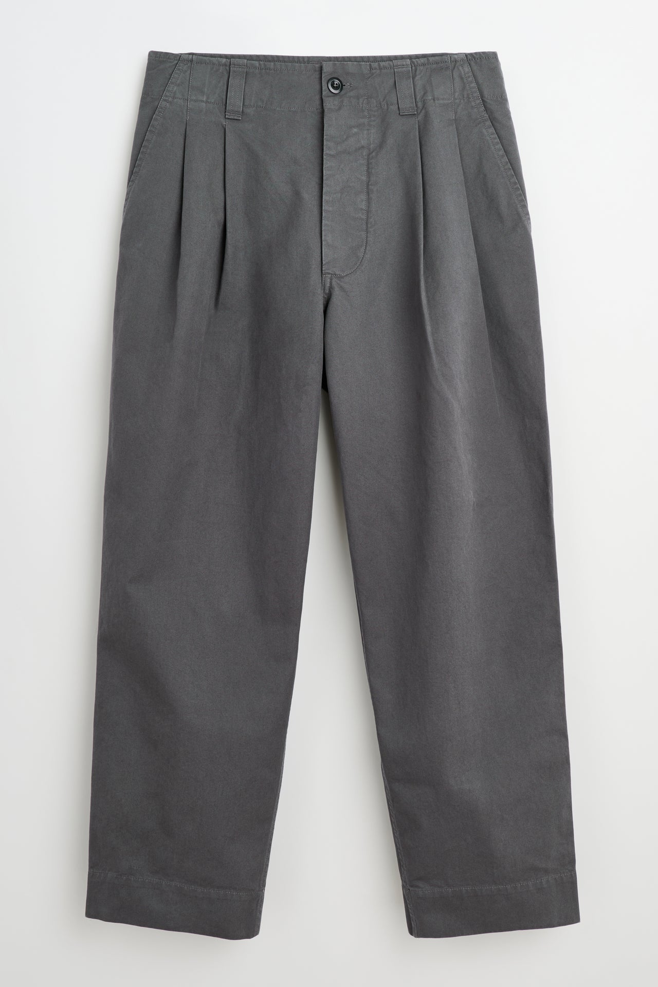Margaret Howell MHL Stitch Pleat Trousers Compact Cotton Charcoal