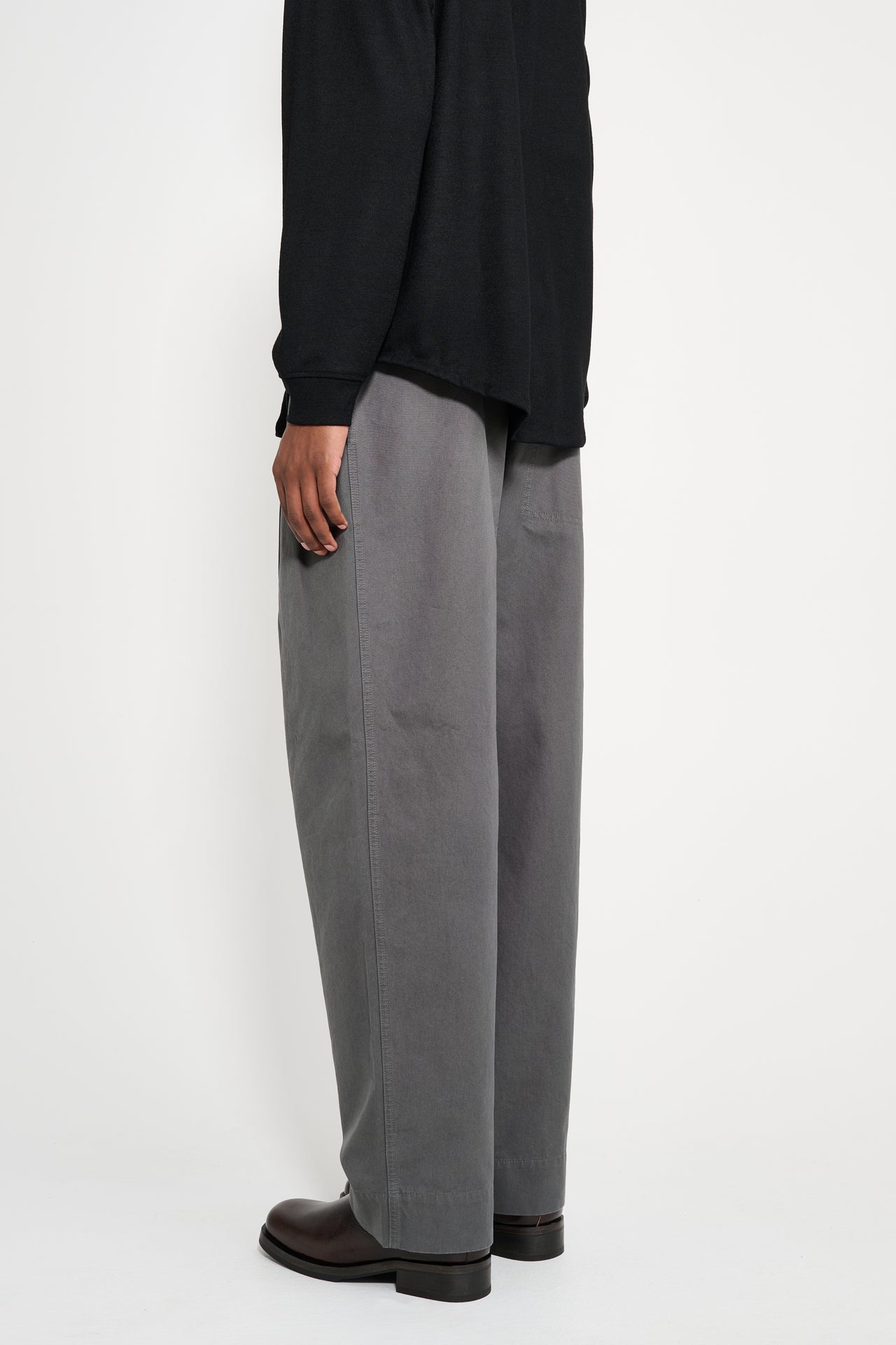 Margaret Howell MHL Stitch Pleat Trousers Compact Cotton Charcoal