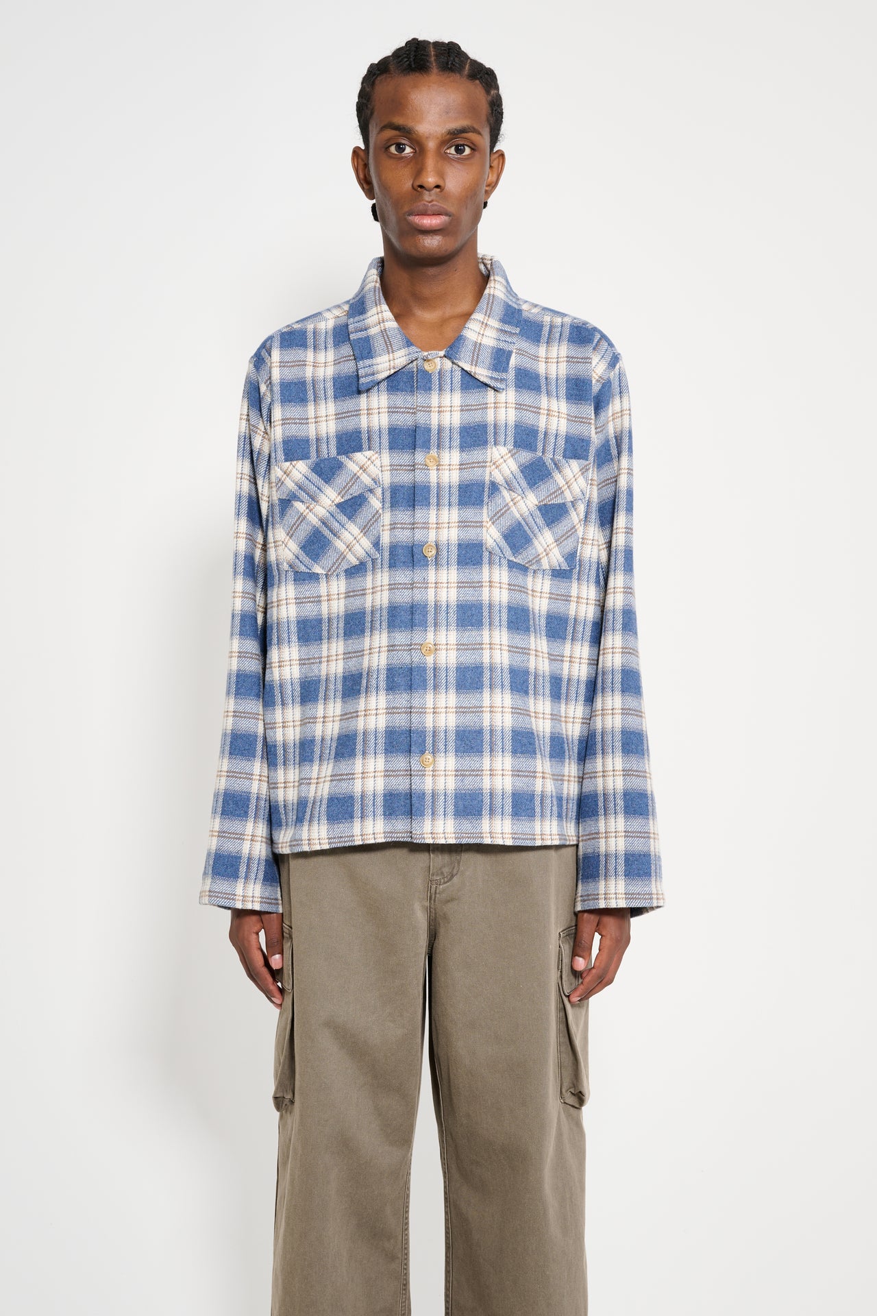 Stockholm Surfboard Club Flannel Overshirt Blue Check