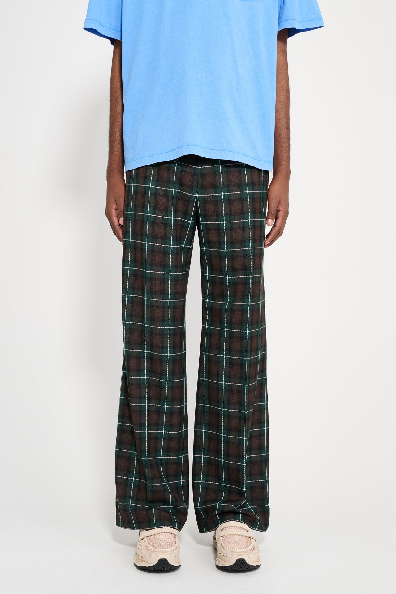 Stockholm Surfboard Club Tailored Bootcut Trousers Green Check