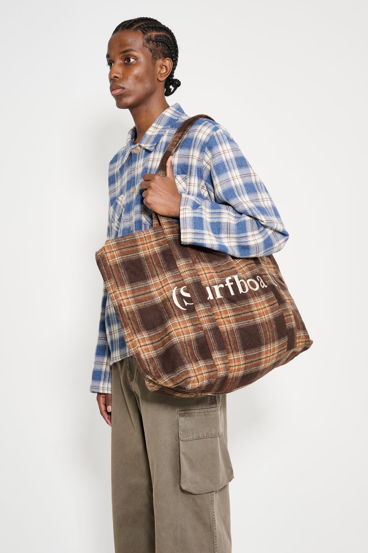 Stockholm Surfboard Club Weekend Tote Brown Check