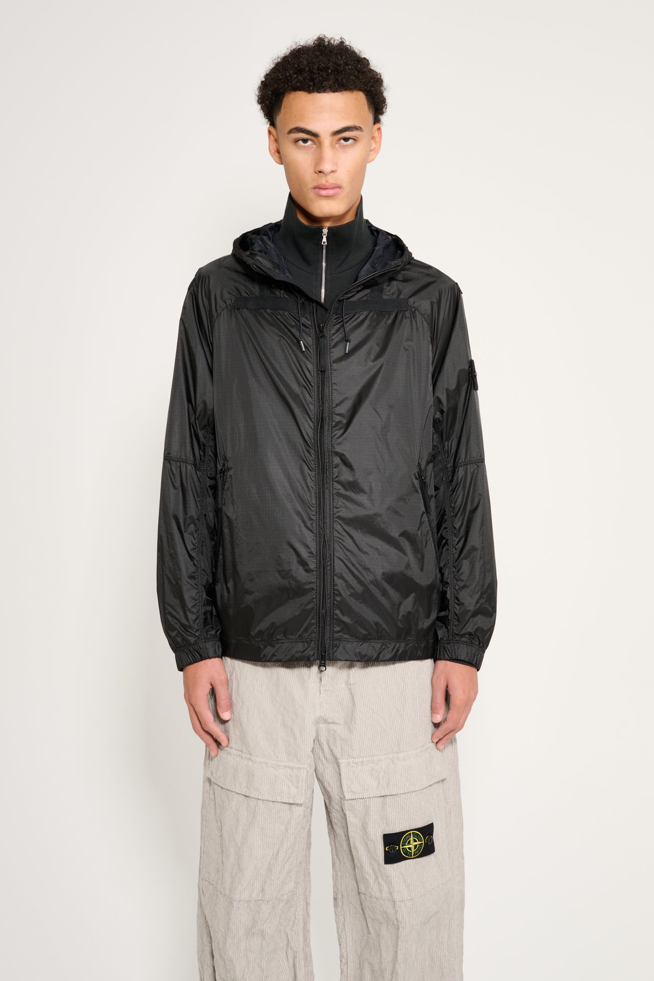 Stone Island Ripstop Light Hooded Jacket Lead Grey