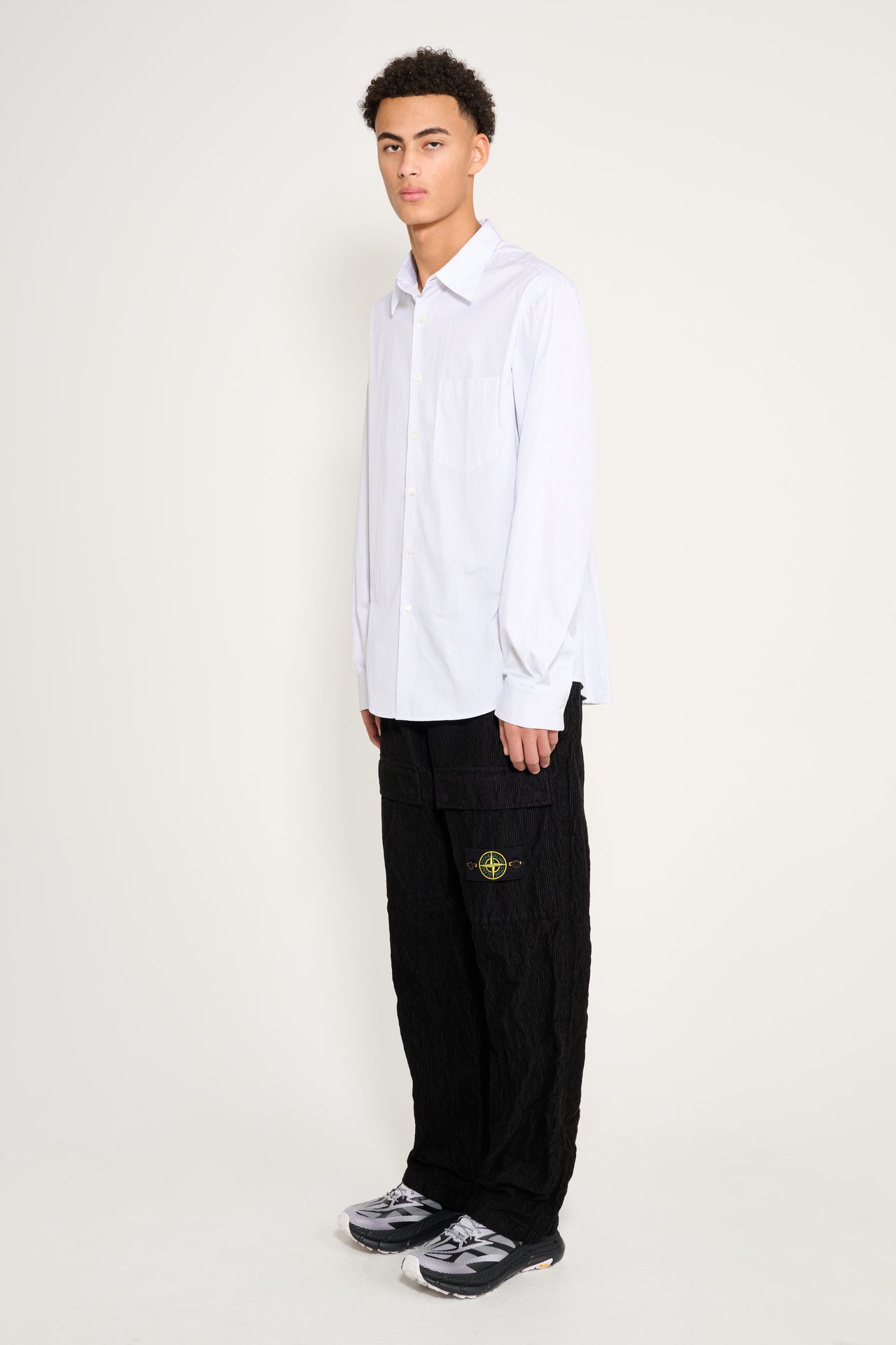 Stone Island Wrinkled Corduroy 500-TC Cargo Trousers Black