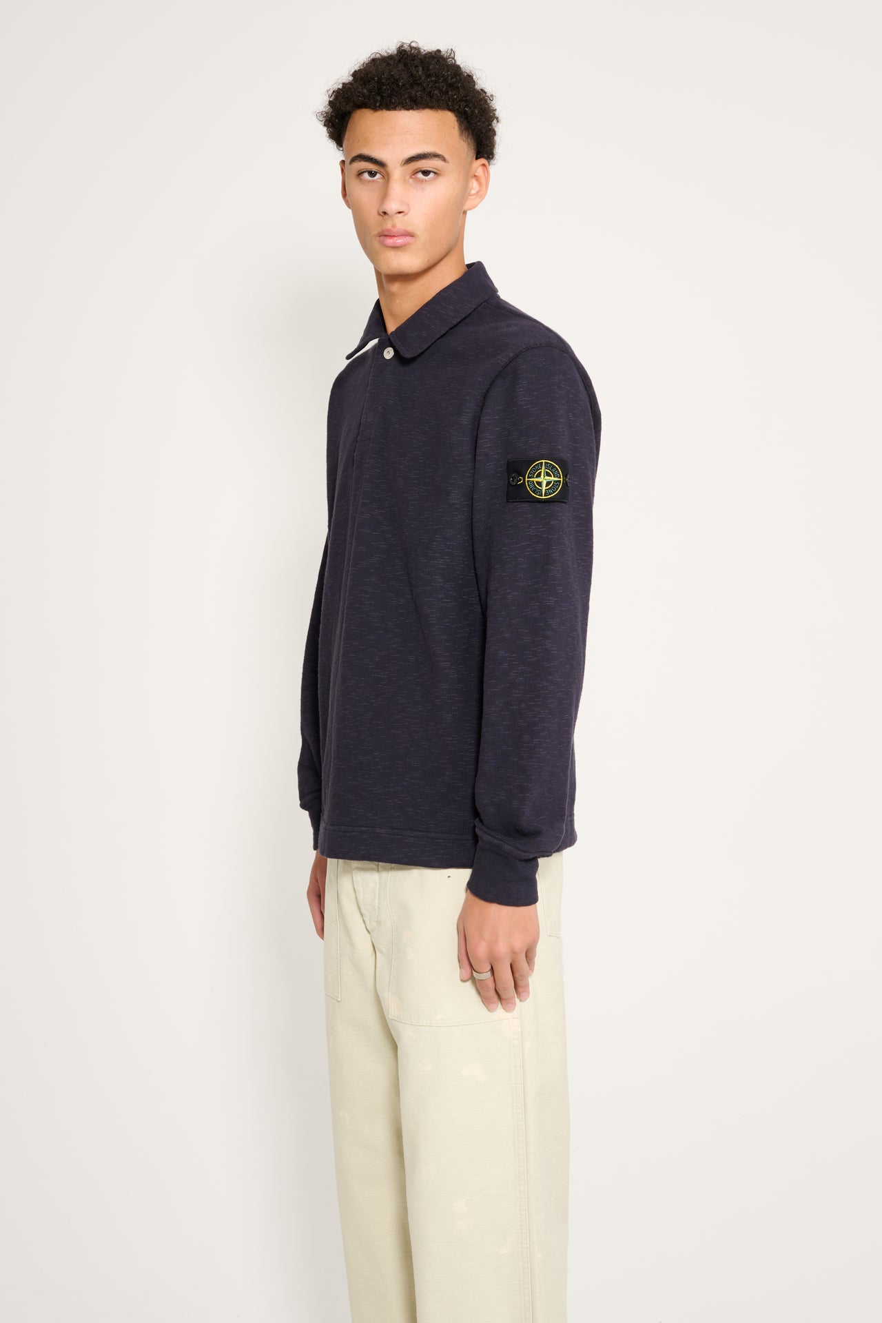 Stone Island Vanisé Brushed Heavy Cotton Jersey Polo Ink