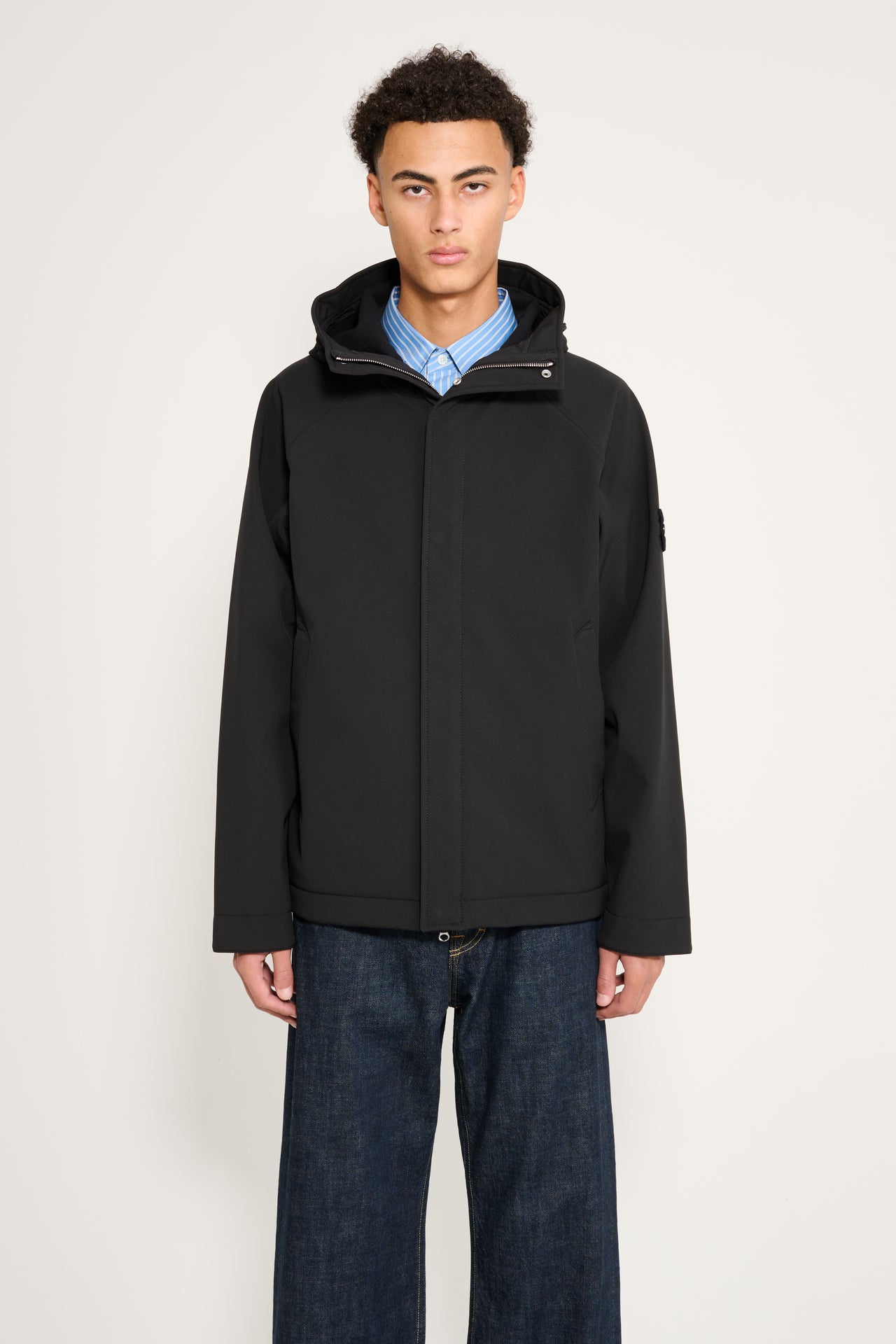 Stone Island Soft Shell-R e.dye Hooded Short Parka Black