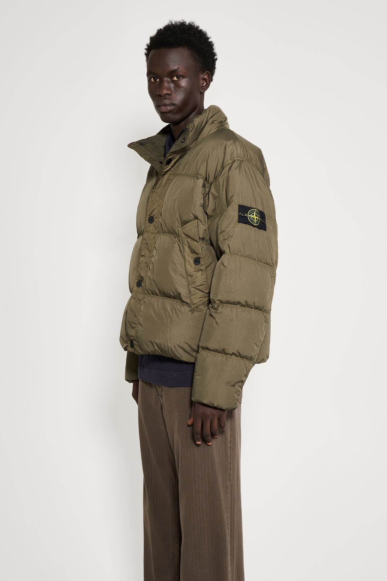 Stone Island Crinkle Reps NY Down Jacket Military Green