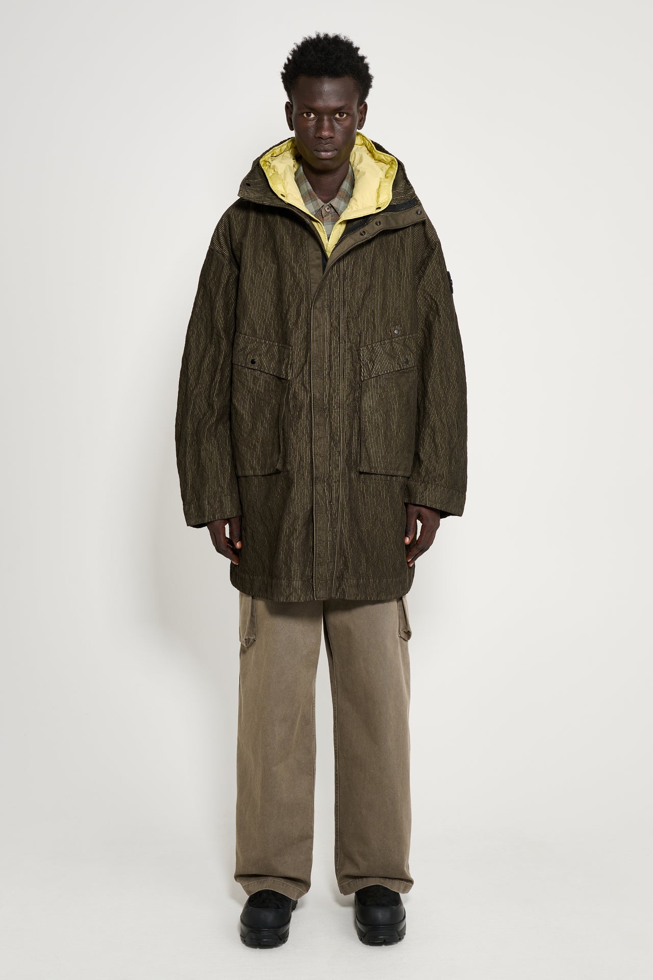 Stone Island Wrinkled Corduroy 500-TC Parka Military Green