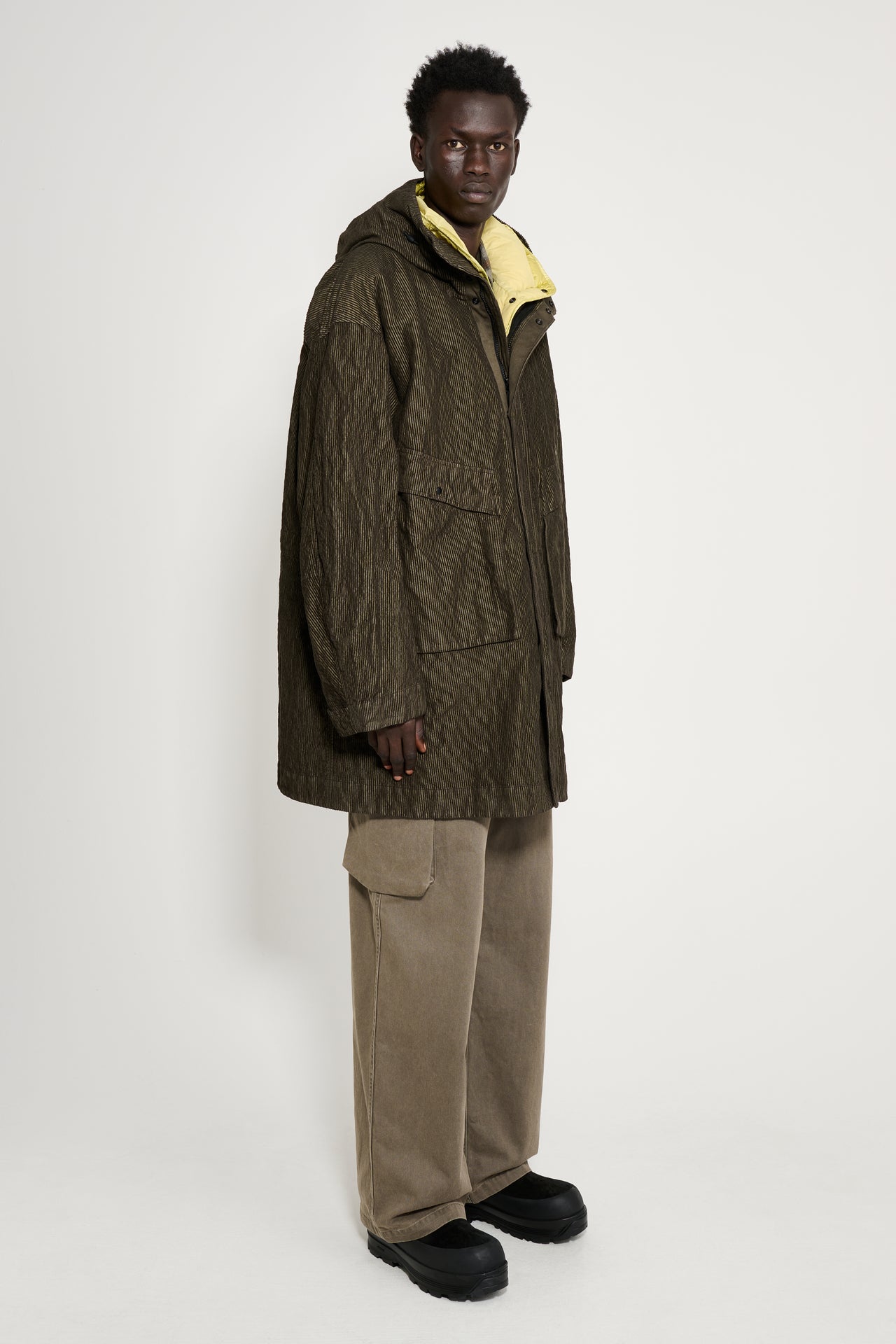 Stone Island Wrinkled Corduroy 500-TC Parka Military Green