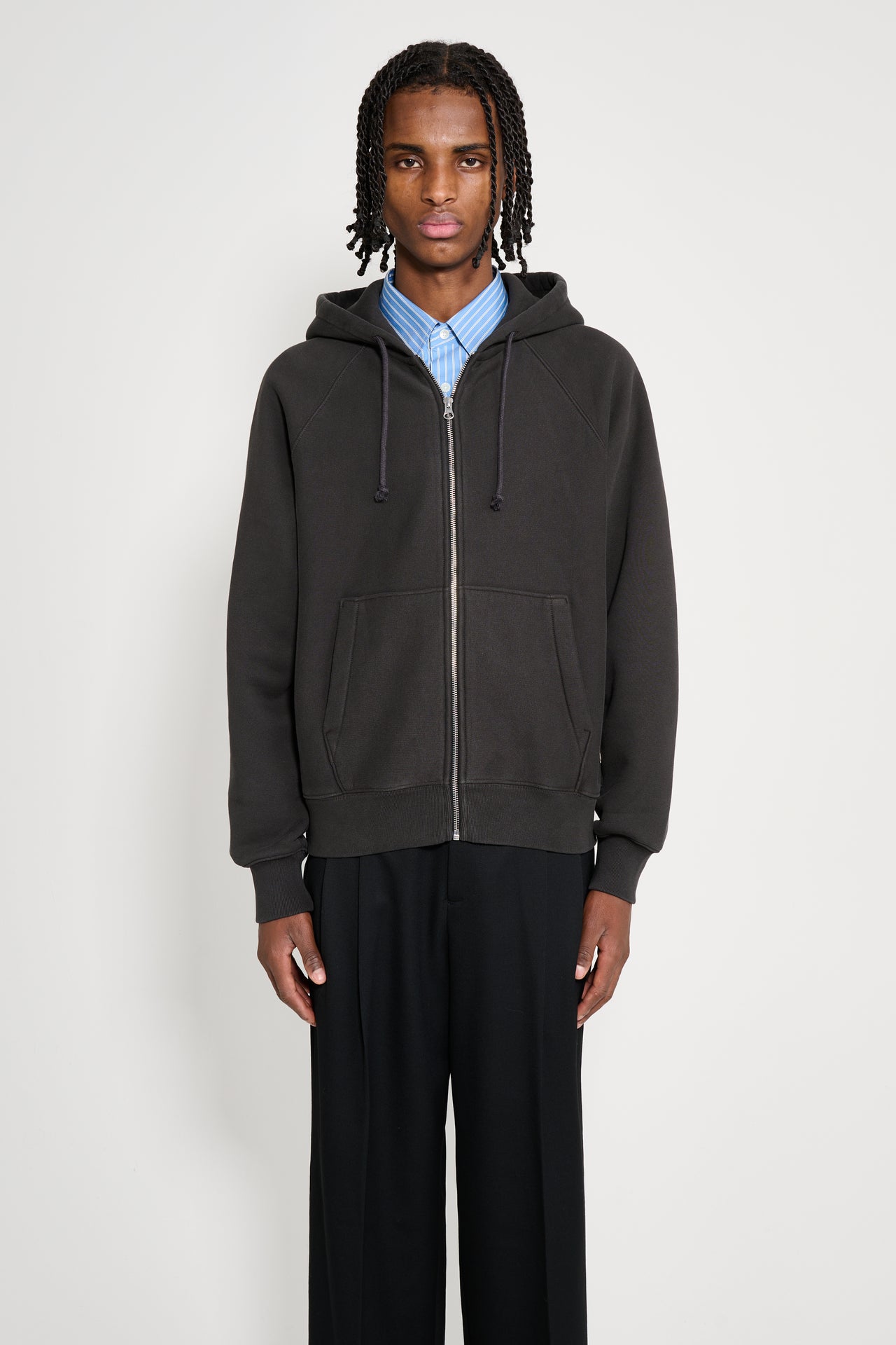 Stüssy Relaxed Zip Hoodie Washed Black