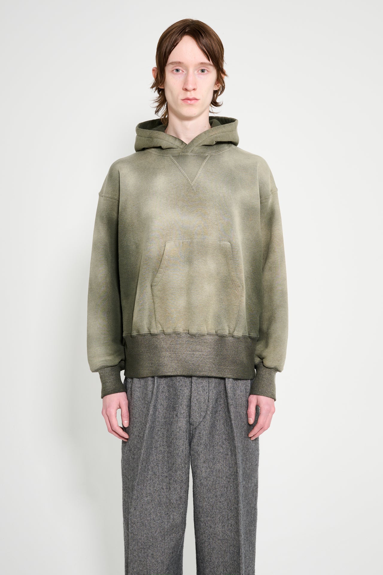 Taiga Takahashi Hooded Sweat Shirt Bleached Deep Green