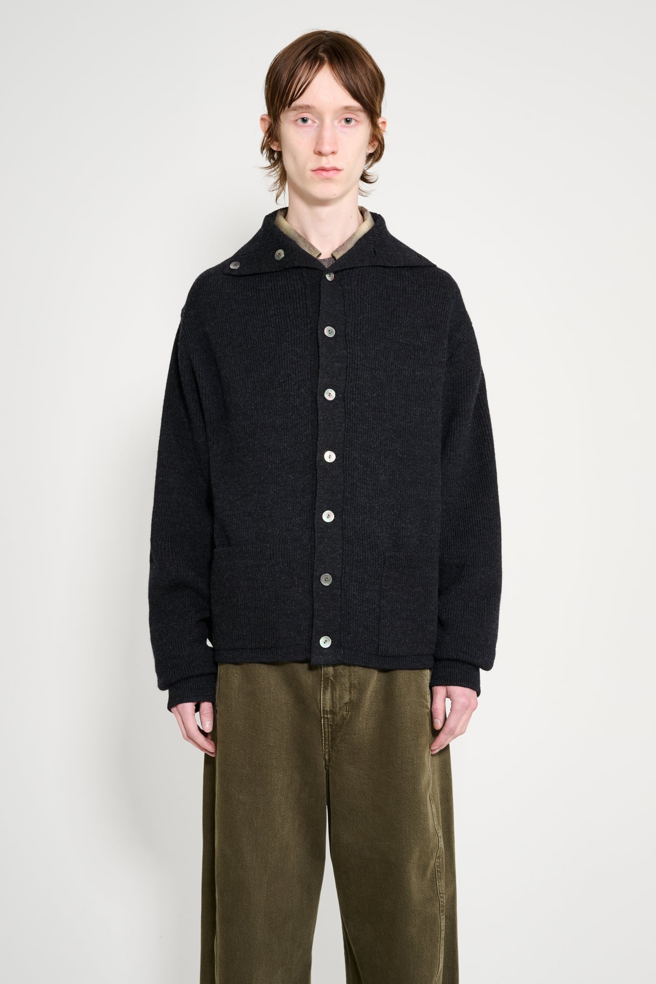 Taiga Takahashi Turtleneck Cardigan Charcoal