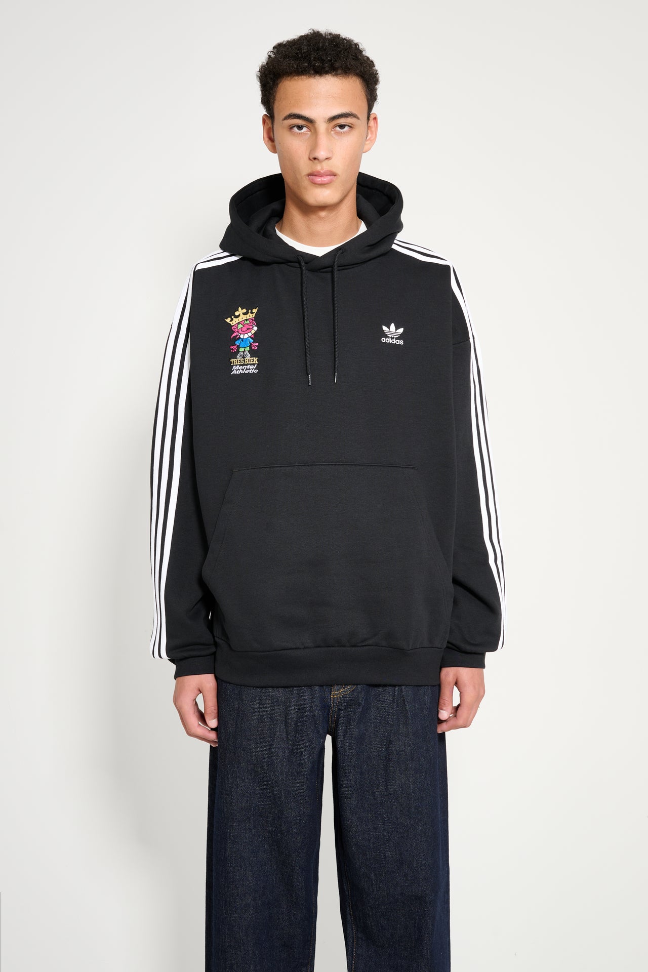 adidas x TRÈS BIEN x Mental Athletic Adicolor Baggy Fit Hoodie Black