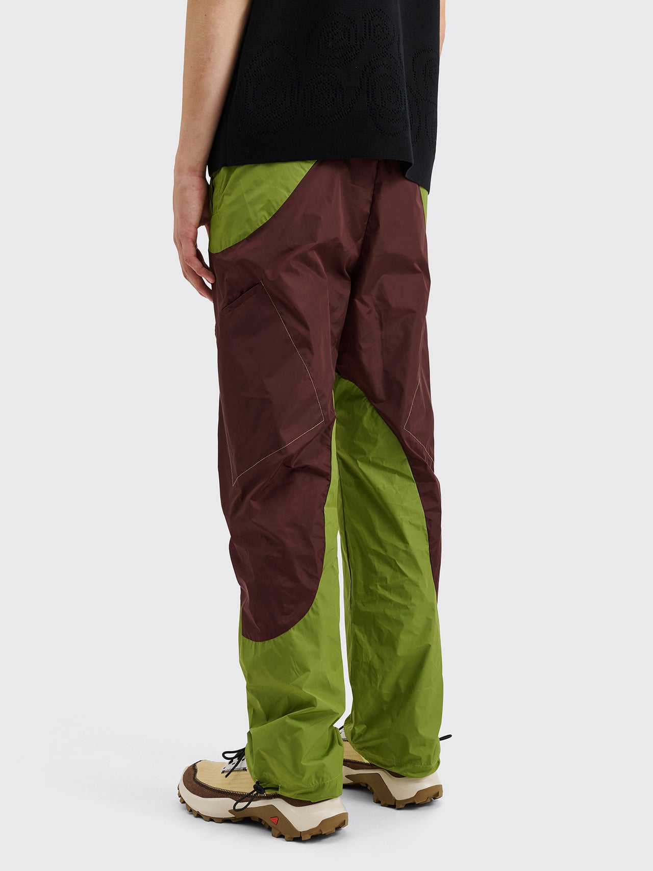 TRÈS BIEN everywear Tech Panelled Trousers Nylon Burgundy / Green