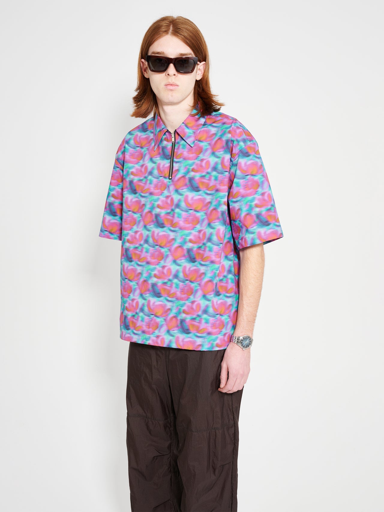 TRÈS BIEN everywear Half Zip Print Shirt Tencel Multi