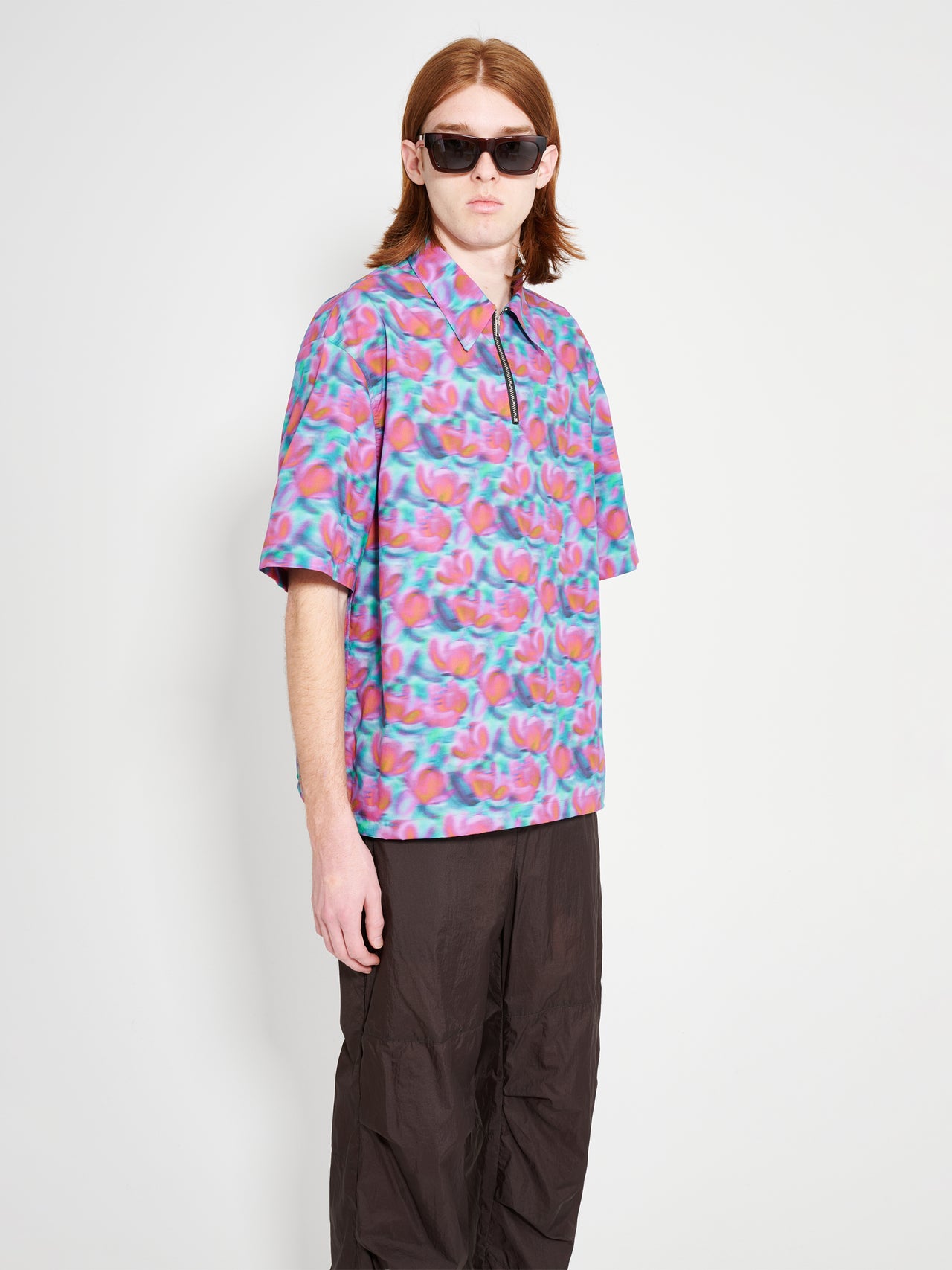TRÈS BIEN everywear Half Zip Print Shirt Tencel Multi