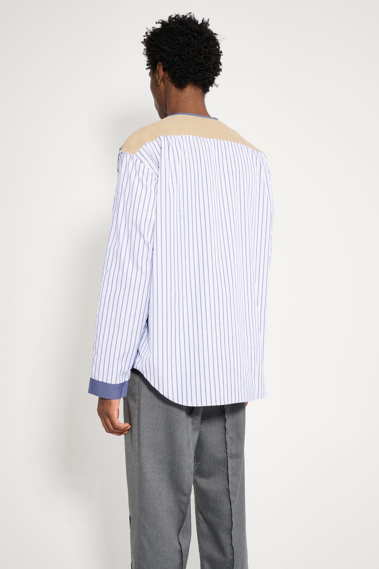 TRES BIEN ATELJÉ Deconstructed Baseball Shirt Blue