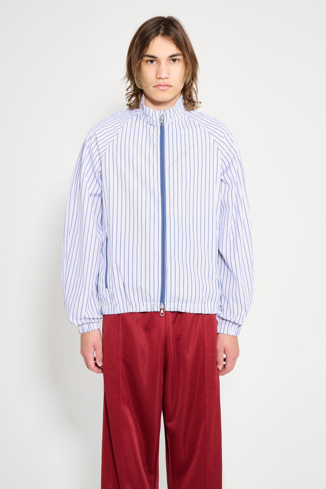 Très Bien Warm Up Shirt Jacket Stripe White / Blue